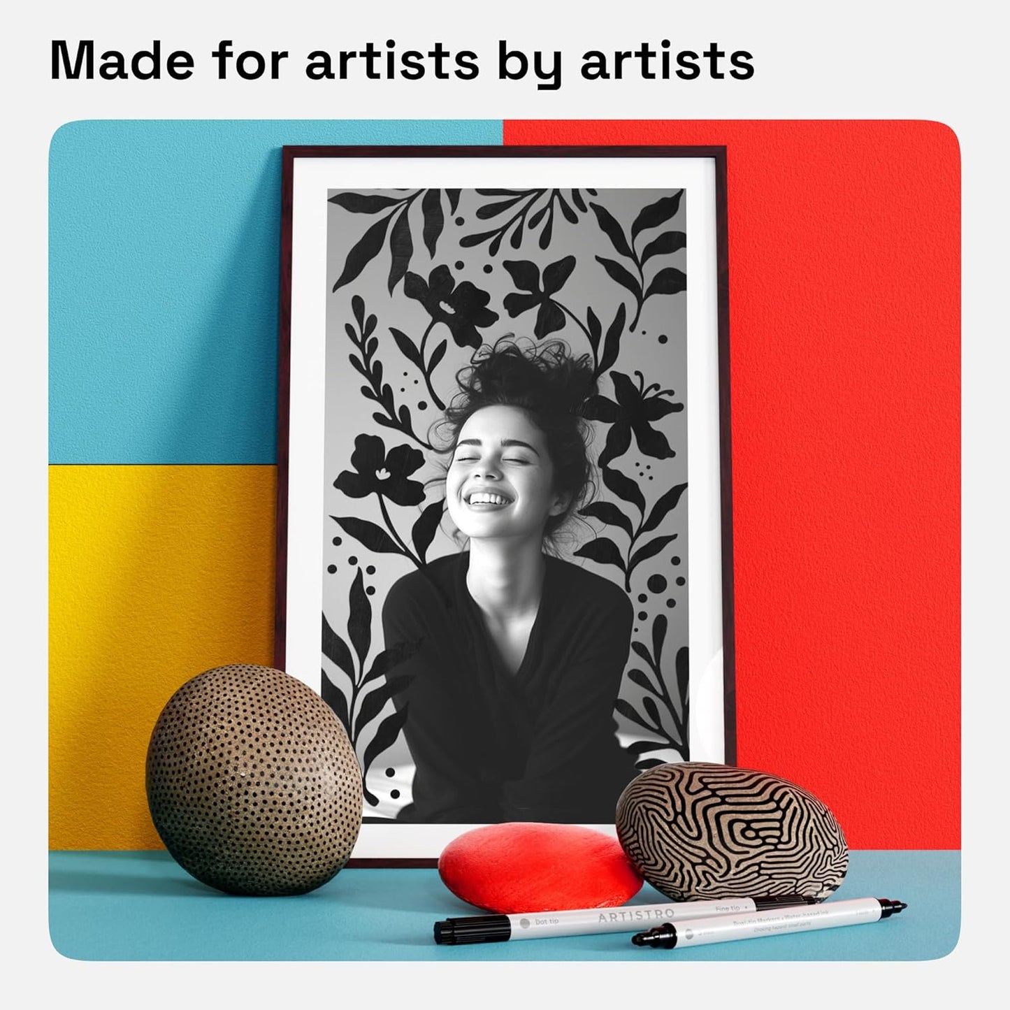 ARTISTRO 2 Black Dual-Tip Acrylic Paint Pens - Multisurface Markers for Glass, Rock, Fabric, Wood, Plastic & More - 5mm Dot + 1mm Fine Tips