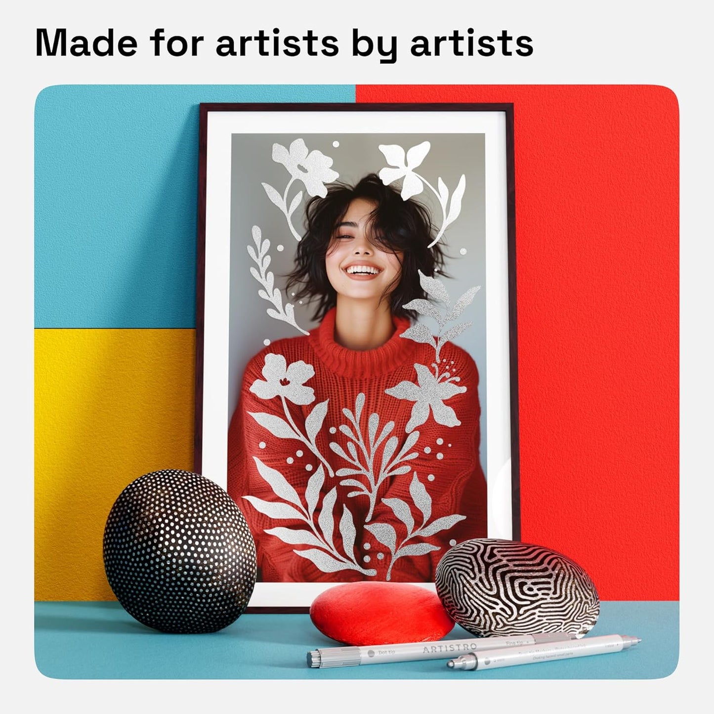 ARTISTRO 2 Silver Dual-Tip Acrylic Paint Pens - Multisurface Markers for Glass, Rock, Fabric, Wood, Plastic & More - 5mm Dot + 1mm Fine Tips