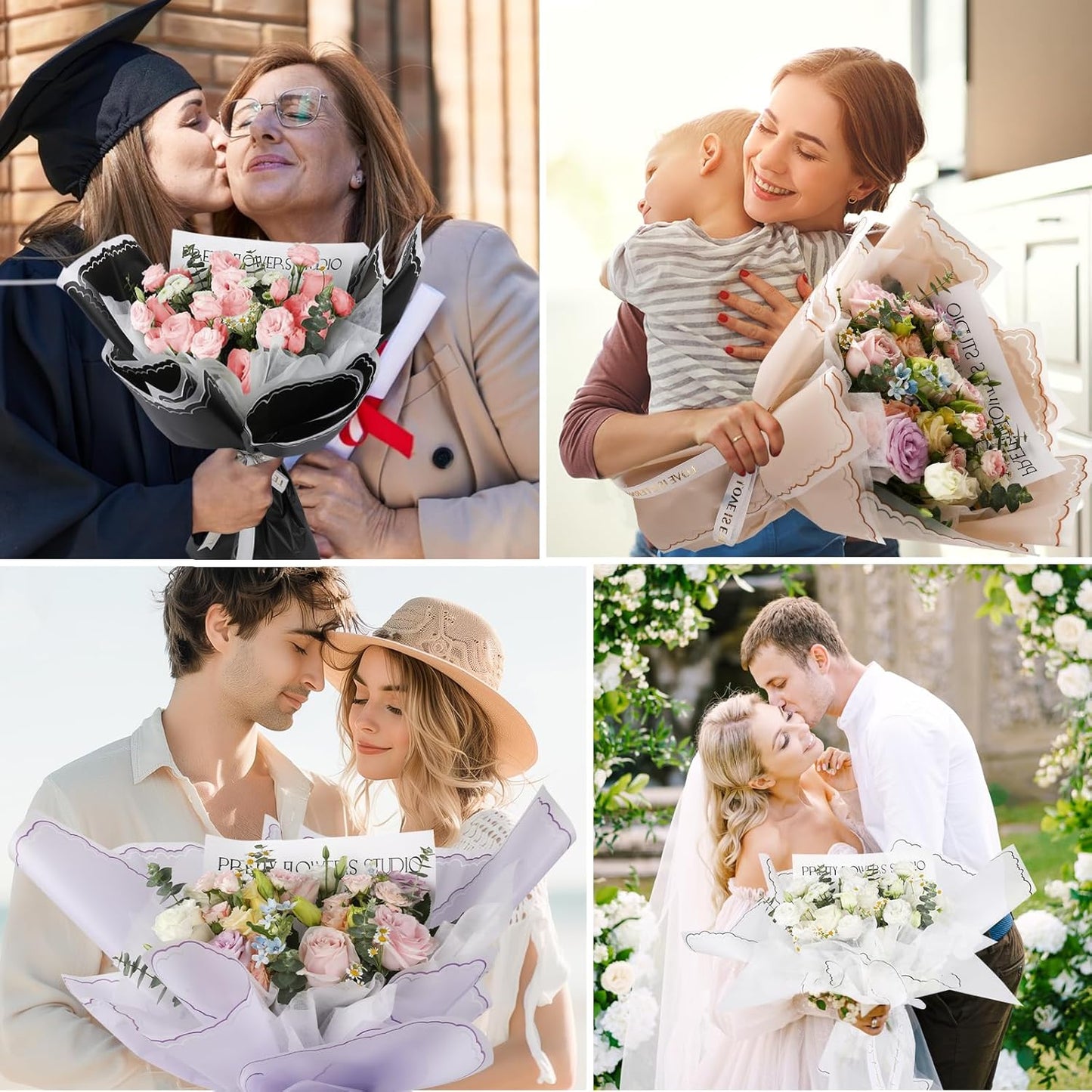 FUHITIM 20 Sheets Flower Wrapping Paper - Waterproof Floral Bouquet Wrapping Paper, Florist Supplies Packaging Paper for Wedding Birthday Gift DIY Crafts (Lavender Purple)