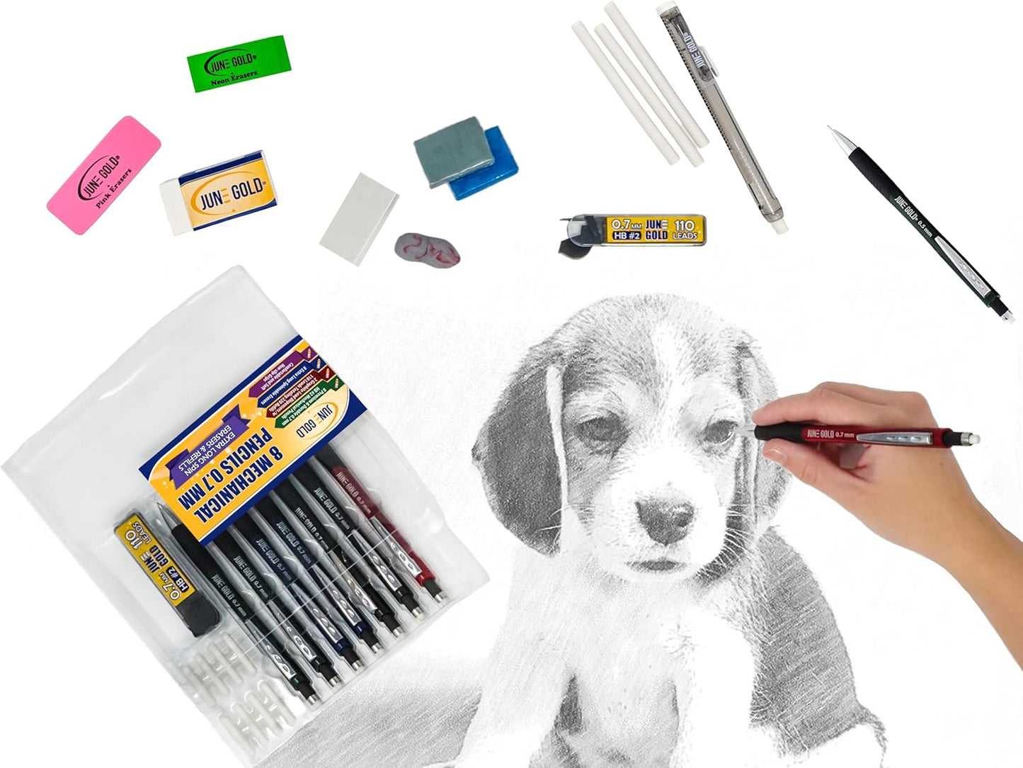 June Gold 16 Pink Rubber Erasers - This All-Purpose Eraser is not Too Hard and not Too Soft and is Perfect for classrooms, Homes & Offices