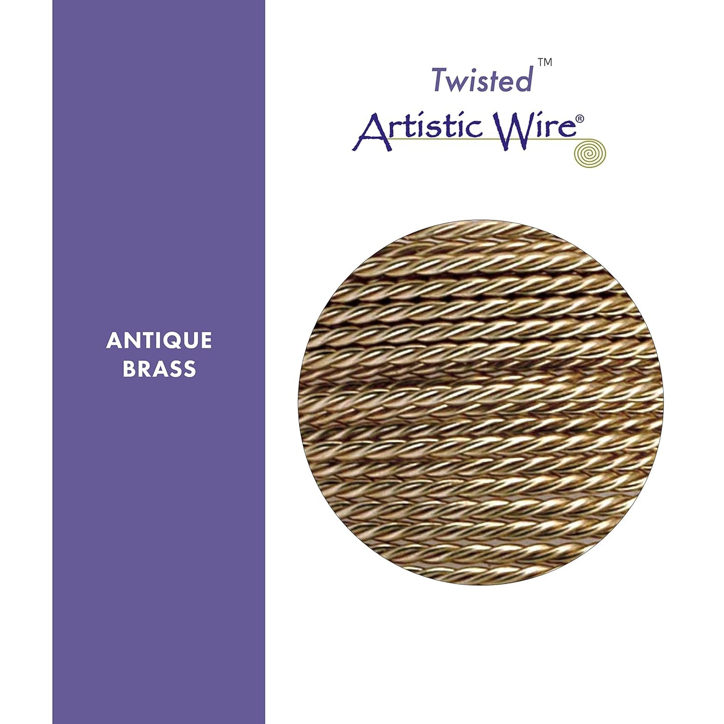 Artistic Wire, 20 Gauge / .81 mm Tarnish Resistant Colored Copper Craft Wire, Round Twist, Antique Brass Color, 8 yd / 7.31 m