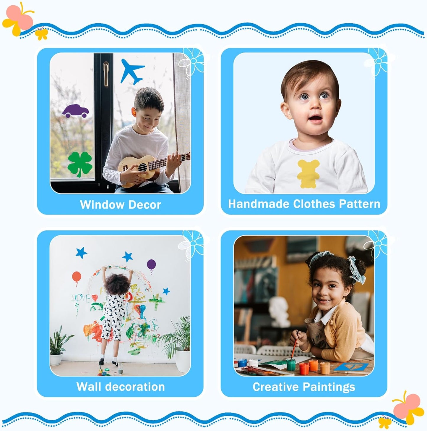 24 Pieces Stencils for Kids,Large Drawing Stencils Chalk Template,8 Inches Washable Shape Template Kit for Crafts,Painting Drawing for Kids Toddlers Preschool(Food, 8 inch)