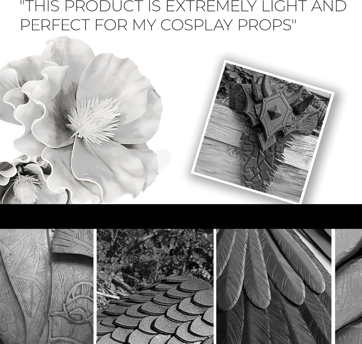 Moldable Cosplay Foam Clay (White) by Pixiss (300 Gram) Cosplay Foam Clay - High Density and Perfect for Intricate Designs | Air Dry | Great for Cutting with Knife or Rotary Tool, Sanding or Shaping