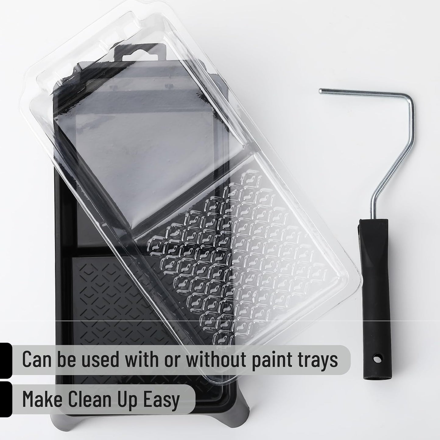 Bates- 4 Inch Paint Tray Set, 22 pcs, 1x 4 Inch Paint Roller Tray, 20x Disposable Plastic Liners & 1x Roller Frame