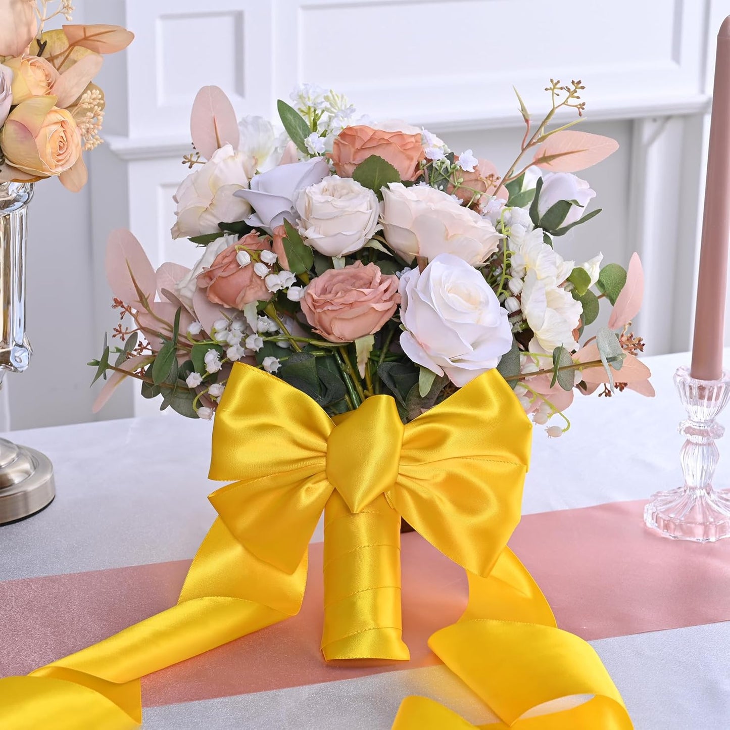 Yellow Satin Ribbon 3 Inch X 15 Yards Solid Color Double Faced Ribbons Perfect for Crafts Wedding Decor Bow Making Arts Sewing and More