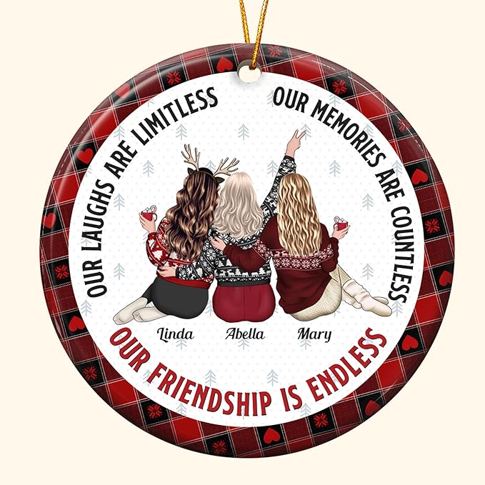 Macorner Personalized Friendship Gifts Hanging Ceramic Ornament, Our Friendship is Endless, for Friend, Bestie, for Woman, Friend Birthday Gifts for Women Friendship