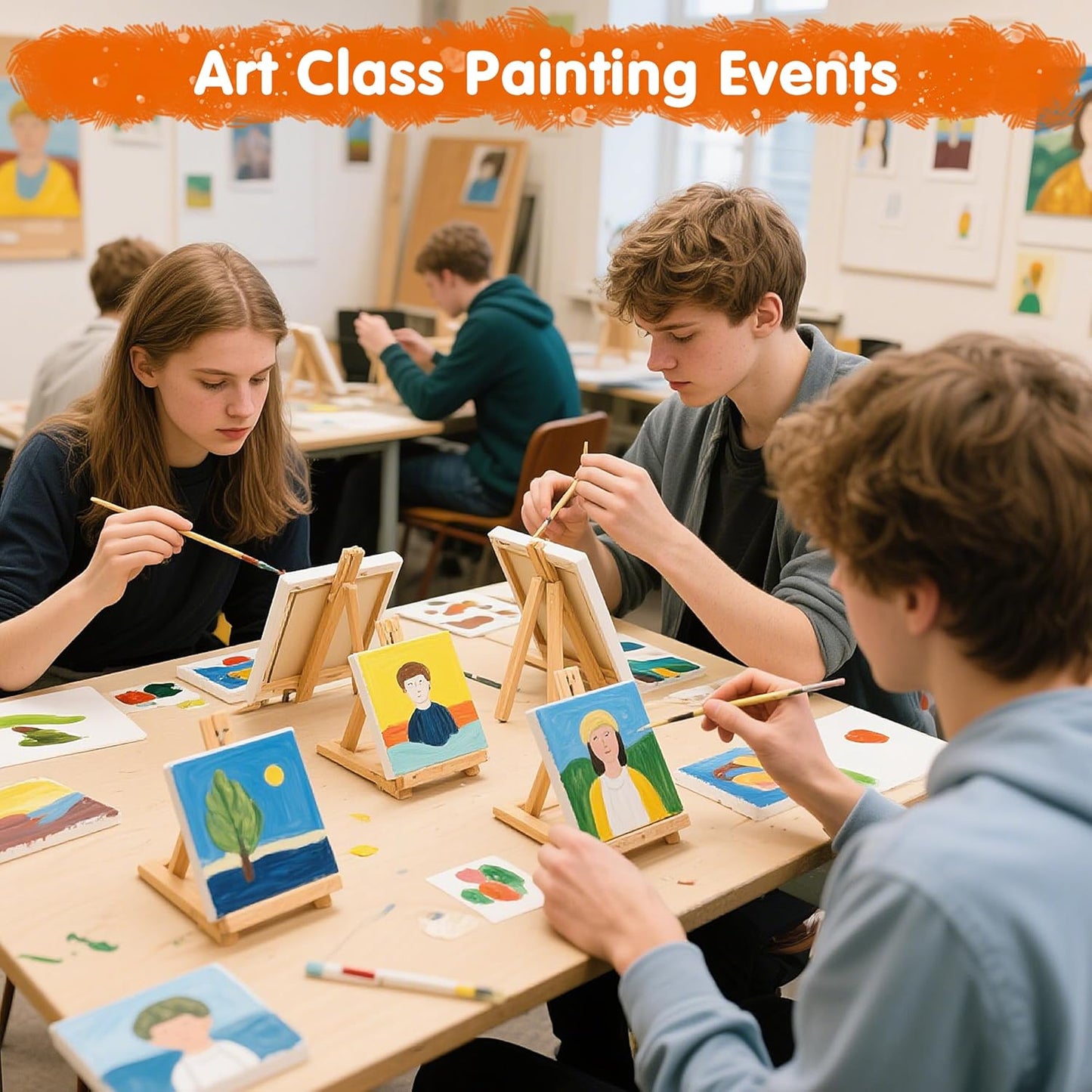 FIXSMITH Mini Stretched Canvas for Painting - 24 Pack 5 x 5 Inch, 2/5” Profile Small Square Canvases, 100% Cotton Little Blank Canvas, Home Decor Project,Art Supplies for Acrylic Oil Painting