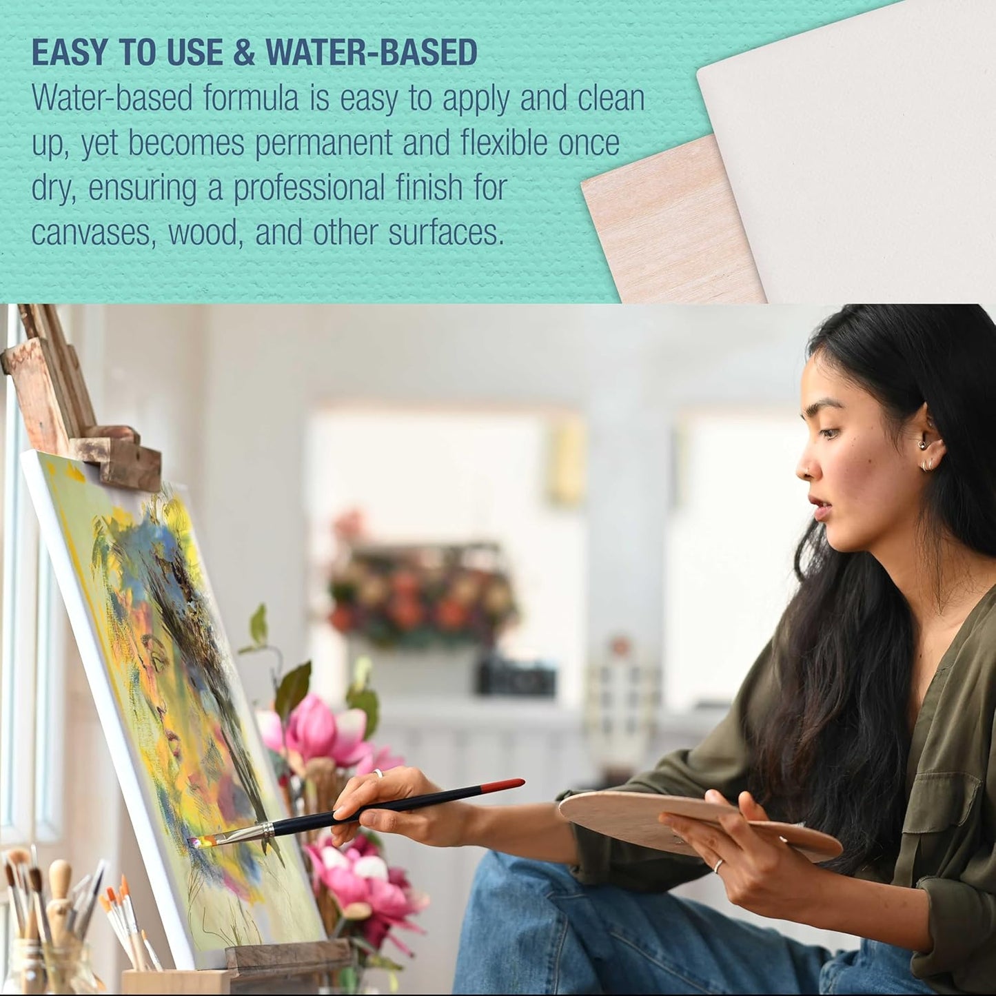 U.S. Art Supply White Gesso Primer - 16.9oz (500ml) for Oil & Acrylic Paint - Superior Coverage, Canvas Prep, Mixable White Gesso Paint Artists