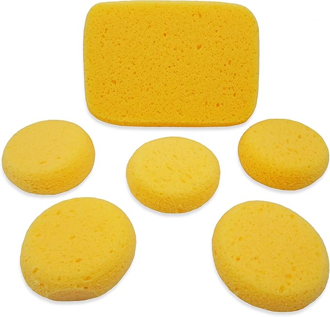 Premium Synthetic Art Crafts Sponges - 6pc Value Pack for Painting, Artists, Pottery, Face Paint, Crafts & Hobbies by Lullingworth®