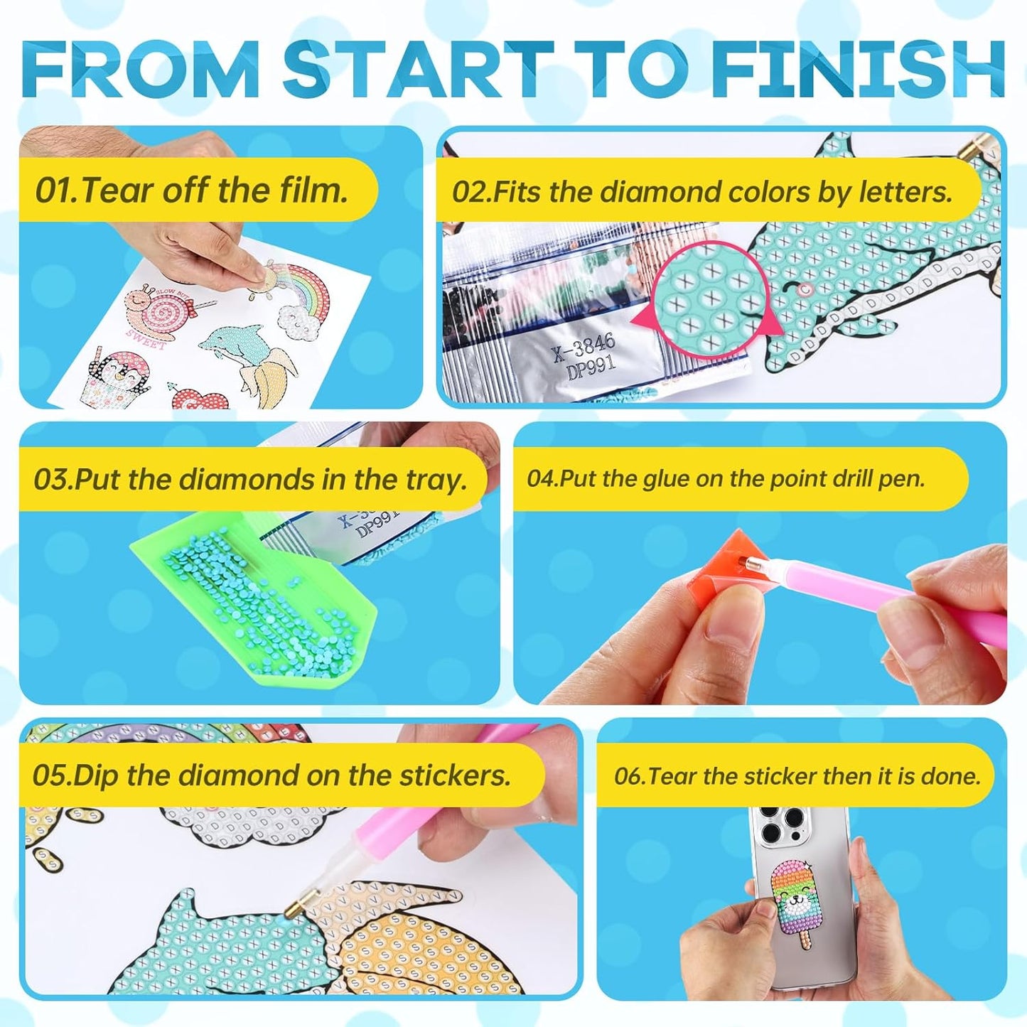 Cymbana 5D Painting Diamond Stickers Kits 25 Pcs Diamonds Dots Arts and Crafts for Kids Ages 6-8 8-12 Contains Unicorn, Mermaid, Cat