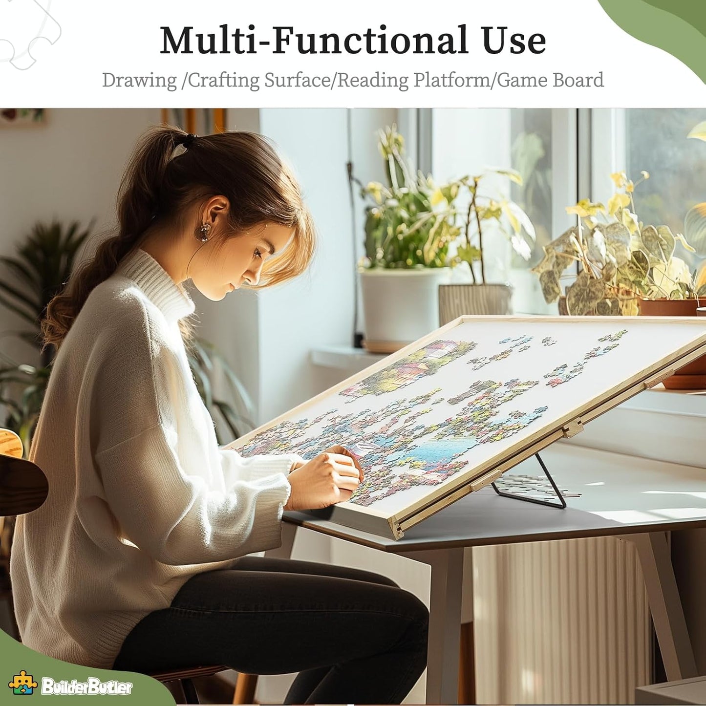 1500 Pieces 2-in-1 Tilting & Rotating Puzzle Board, Portable Puzzle Table with 4 Drawers Cover,34.25" x 25.2"