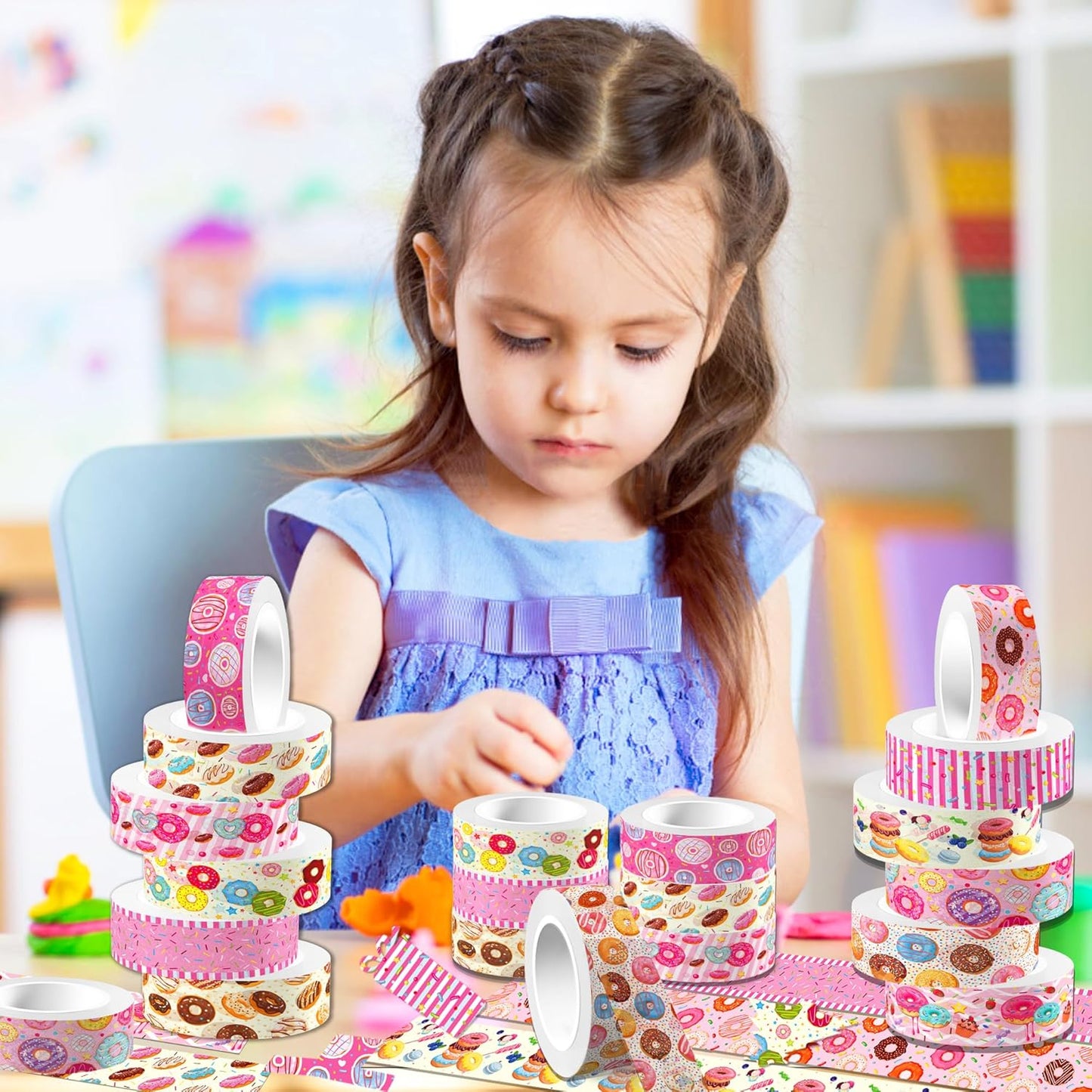 Donut Washi Tape Set 12 Rolls,Cute Washi Tape Candy Cake Gifts Wrapping Decorative Paper Stickers Decorative Tapes for DIY Art Crafts Wrapping Decor Junk Journal Scrapbooking Gifts Stickers