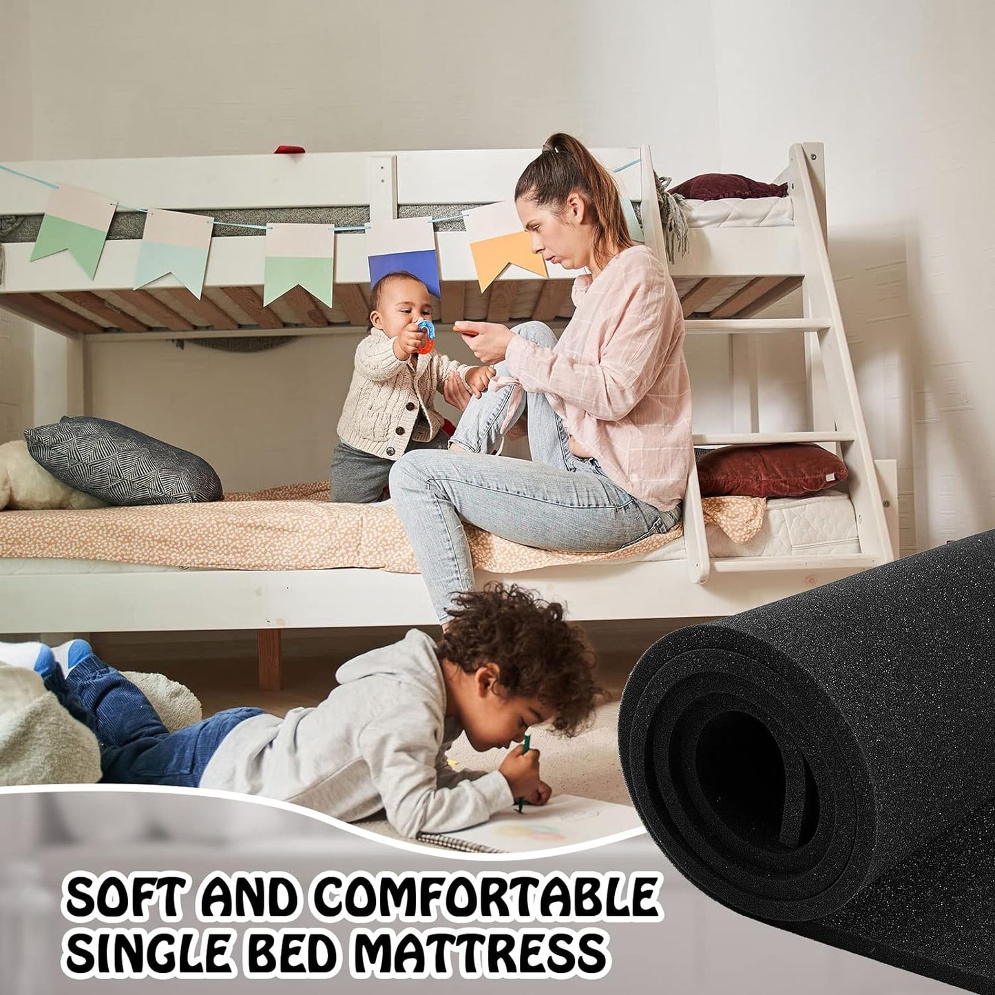 Amylove Polyurethane Foam 24" x 72" High Density Cushion Upholstery Foam Sheet for Seat Replacement DIY Projects Chairs Headboards Sofas Home (1/4" X 24" X 72",Black)