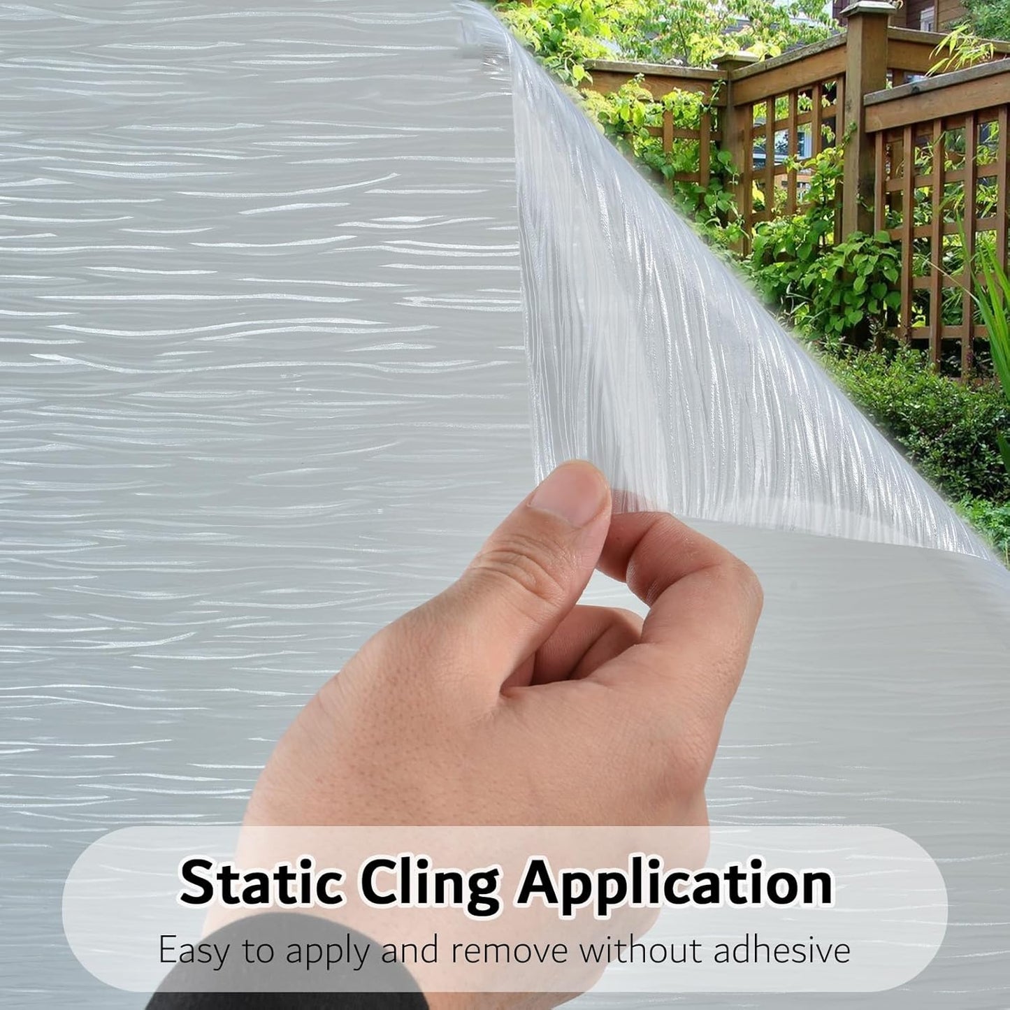 VELIMAX Frosted Window Privacy Film Non Adhesive Window Cling Removable Glass Covering Clear Water Opaque Window Film for Home Anti UV 29.5x78.7 inches