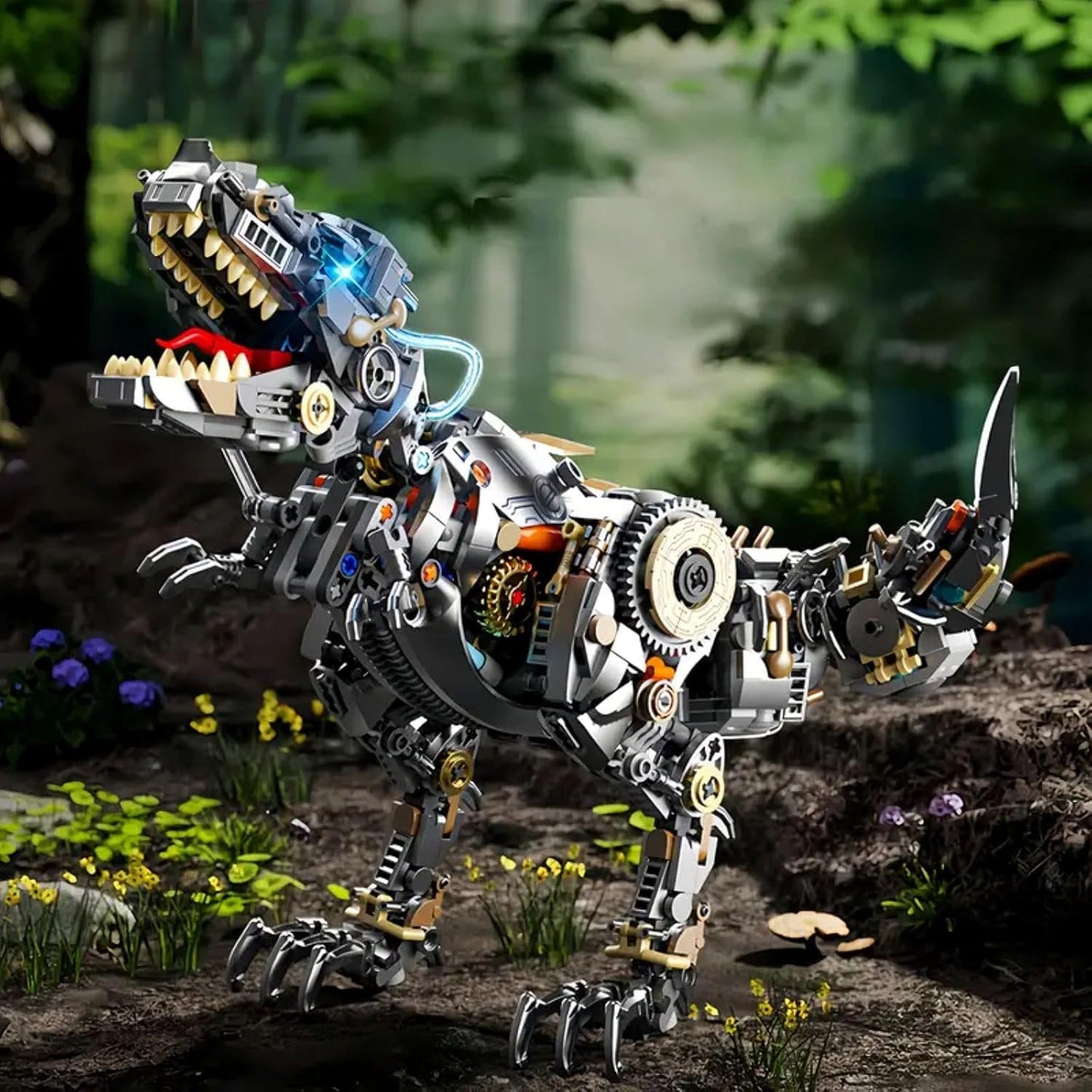 Mechanical Tyrannosaurus Rex Building Set with Light, Dinosaur Building Blocks Toy for Adults, Movable Dinosaur Animal with Display Stand, STEM Gift for Girls Boys Teens Age 12+ (1268 PCS)