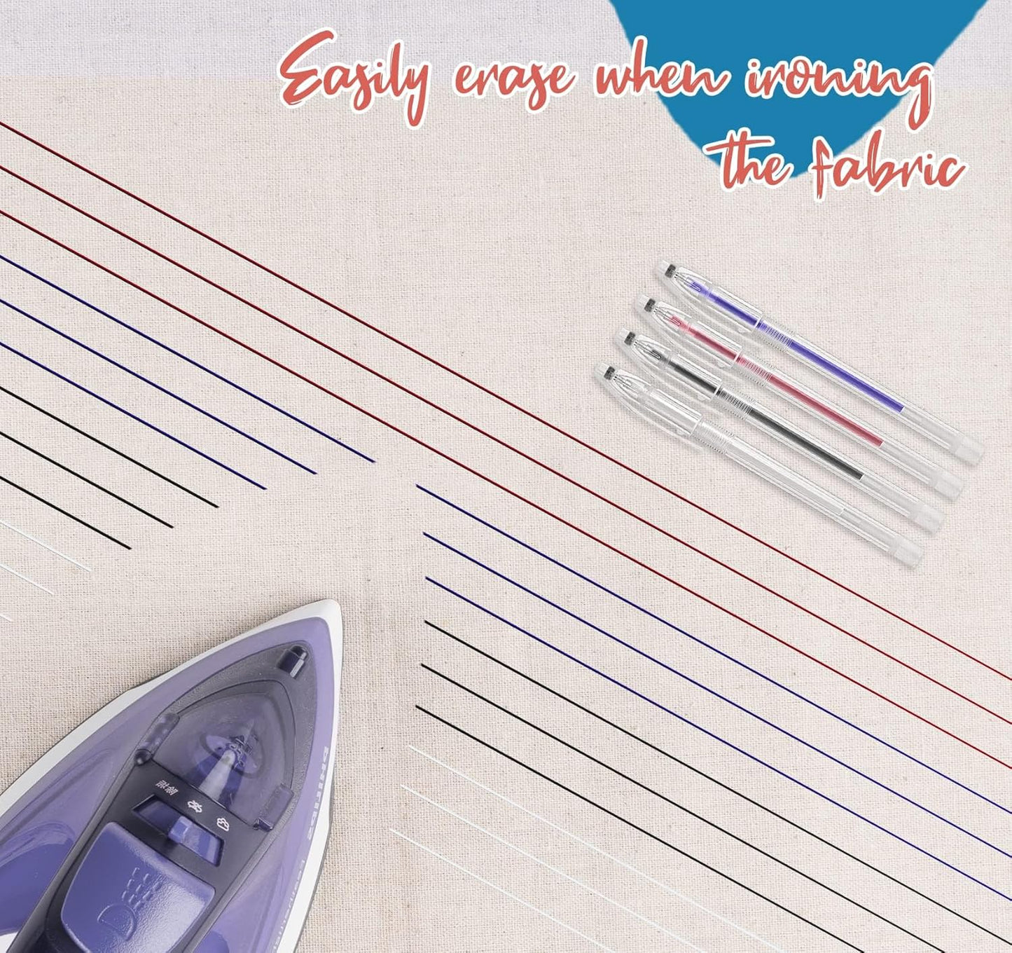 StiVerse 49 pcs Tailors Chalk Kit, 10 pcs Sewing Chalk, Fabric Chalk Markers for Sewing, Heat Erasable Pens, Sewing Clips, Sliding Gauge for Quilting, Sewing Supplies for Quilting, Dressmaking