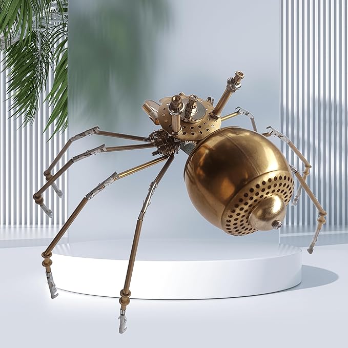 Steampunk Golden Spider Metal Model Kit for Adults β DIY 3D Mechanical Brass Insect Puzzle, Retro Industrial Art Sculpture Craft for Home Office Decoration & Collectors Gift (Golden Spiders)