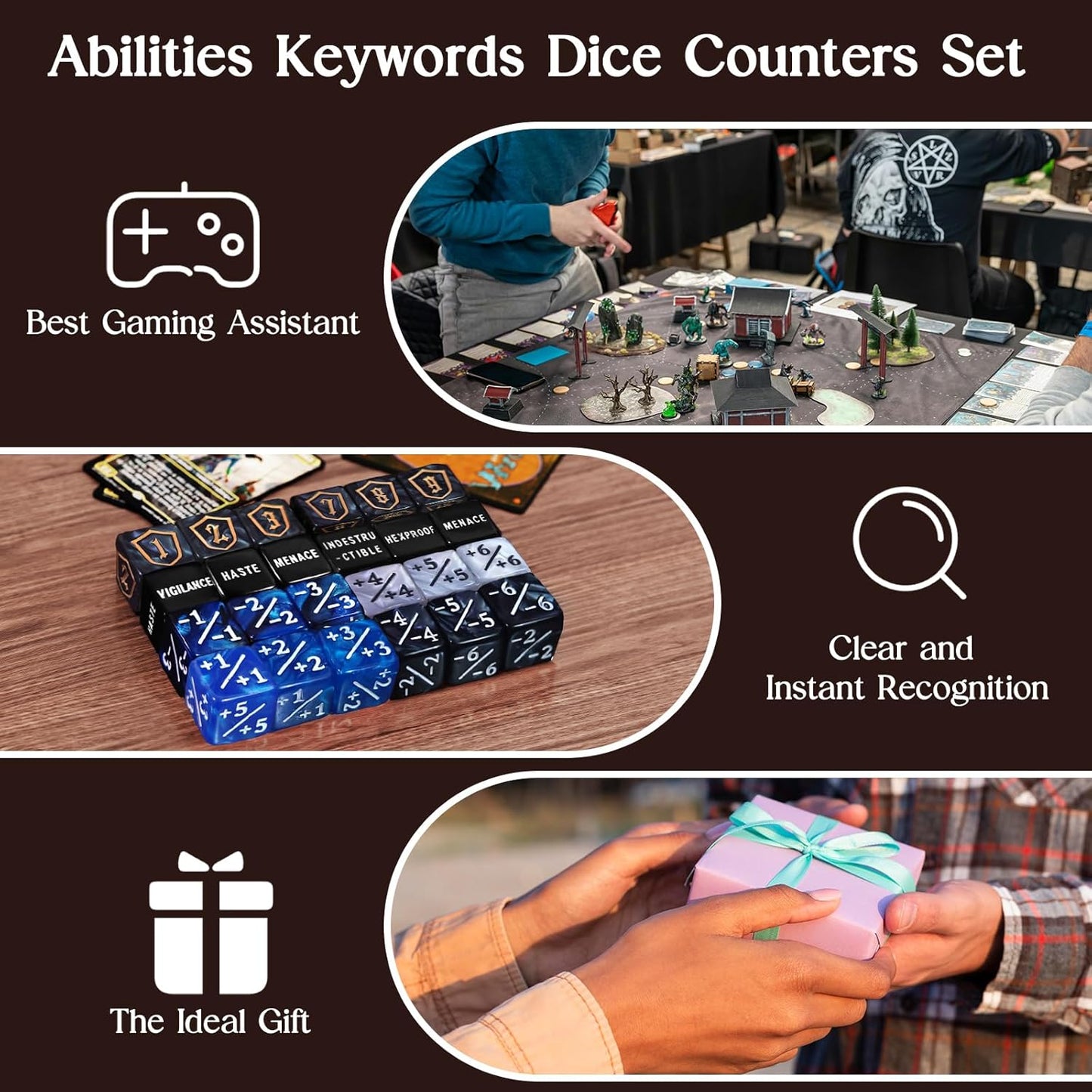 63 PCS MTG Dice Counters with Bulk Abilities Keywords Counters and MTG Life Counters, Dice Set for MTG, TCG and Card Games, Magic The Gathering Accessories