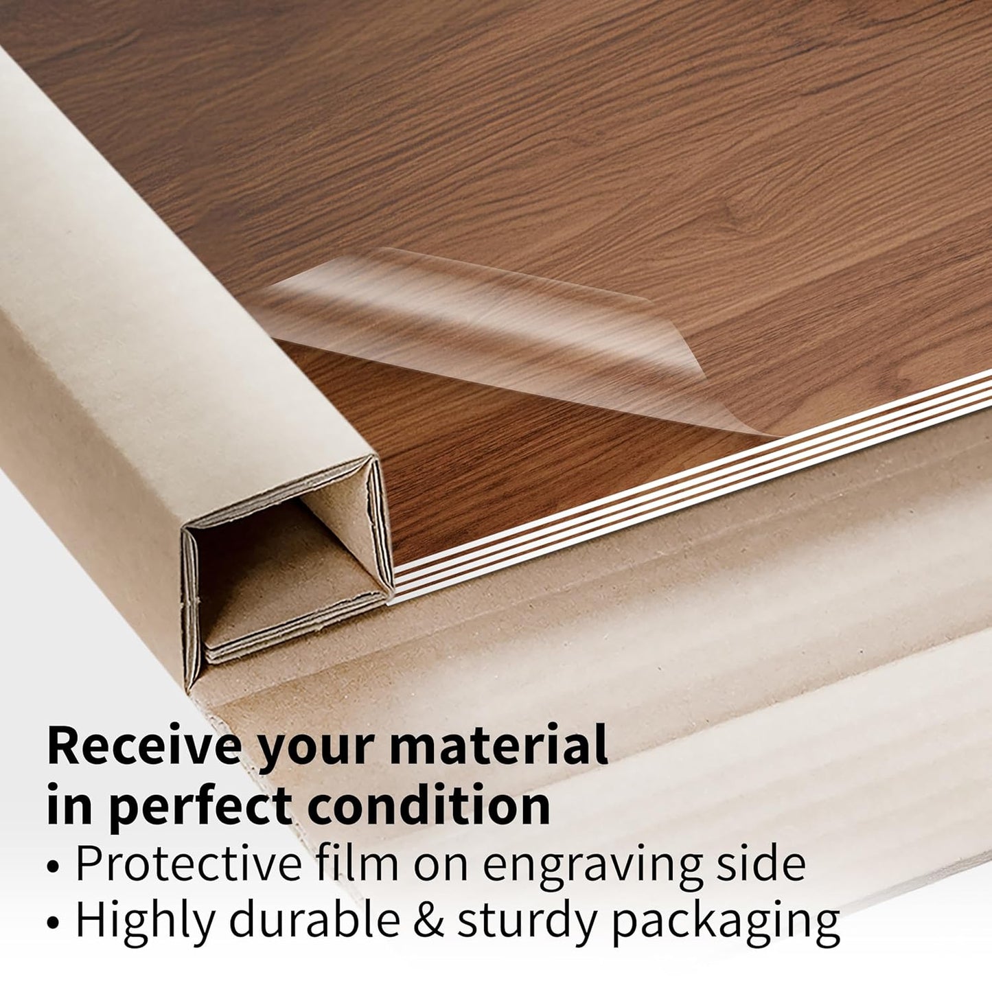 Trotec TroLase | 12"x12"x1/16", 8 Pcs | Pearwood/White | 2 Ply | Modified Acrylic | Laser Engraving Double Color Plastic Sheet | Engraving Blanks for Laser, Saw, Guillotine | Made in USA