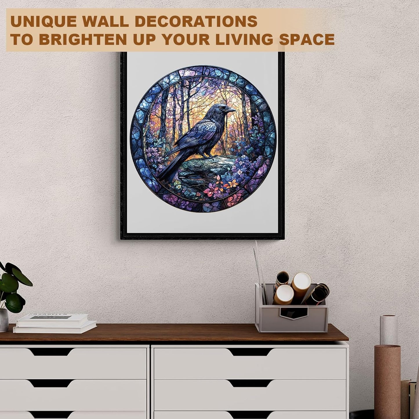 Wooden Puzzles for Adults, Wooden Jigsaw Puzzles, Exquisite Raven Puzzle, Gifts for Family or Friends for Any Holiday.(13.4 * 13.4 in 300pcs)