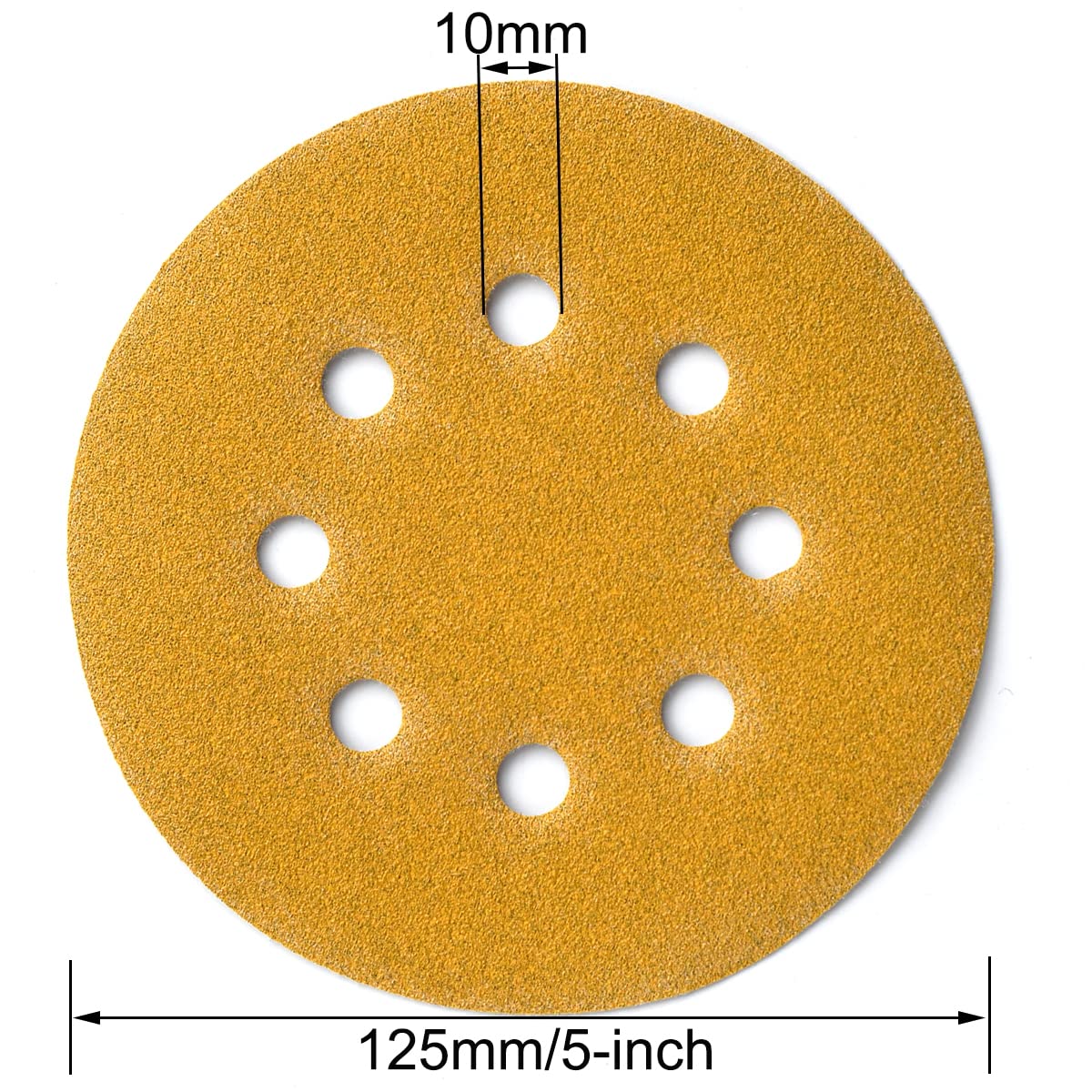 5-Inch 8-Hole Hook and Loop Sanding Discs 120-Grit Random Orbit Sandpaper, 50-Pack
