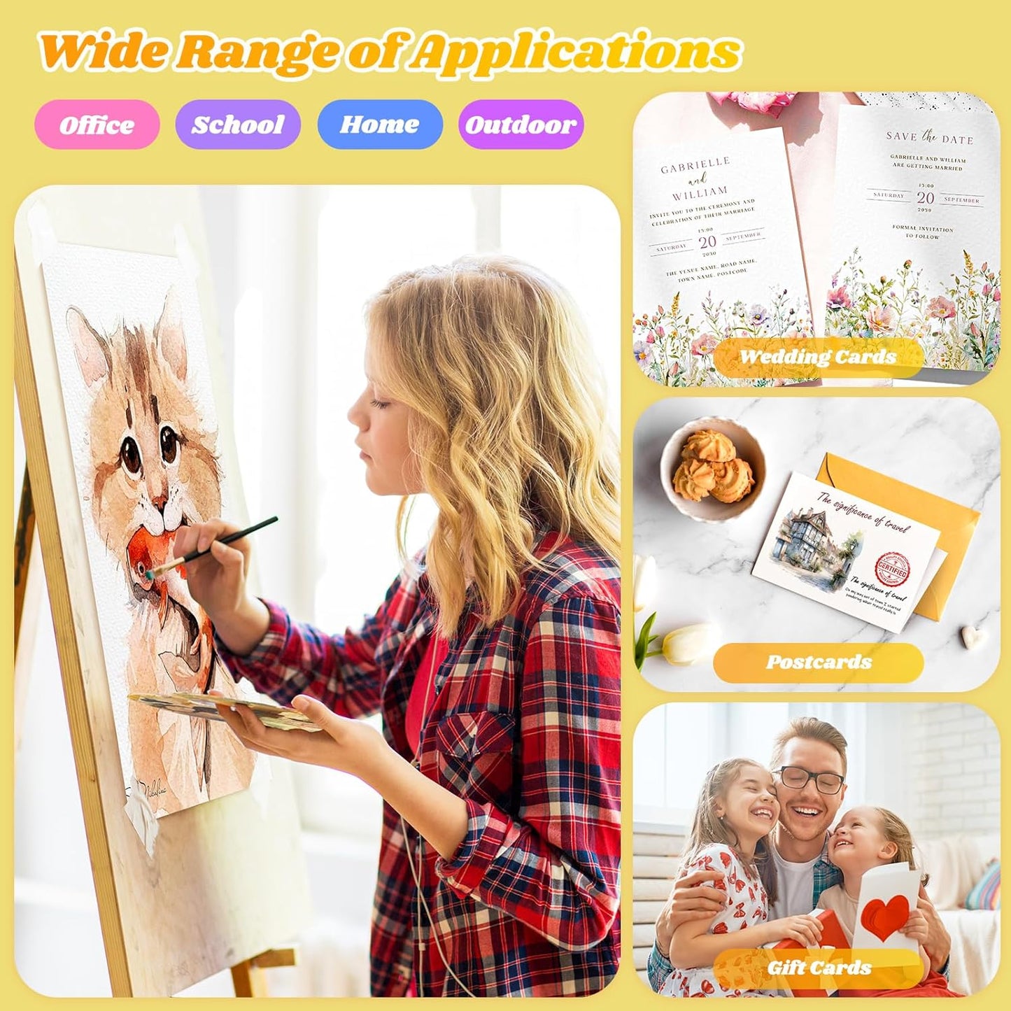 2-Pack 11"x14" Watercolor Paper Pad, Bulk School Teacher Supplies for Adults, 140 lb Cold Press Watercolor Paper for Valentines, Easter, 12 Sheets Art Sketch Coloring Painting Drawing Book Paper