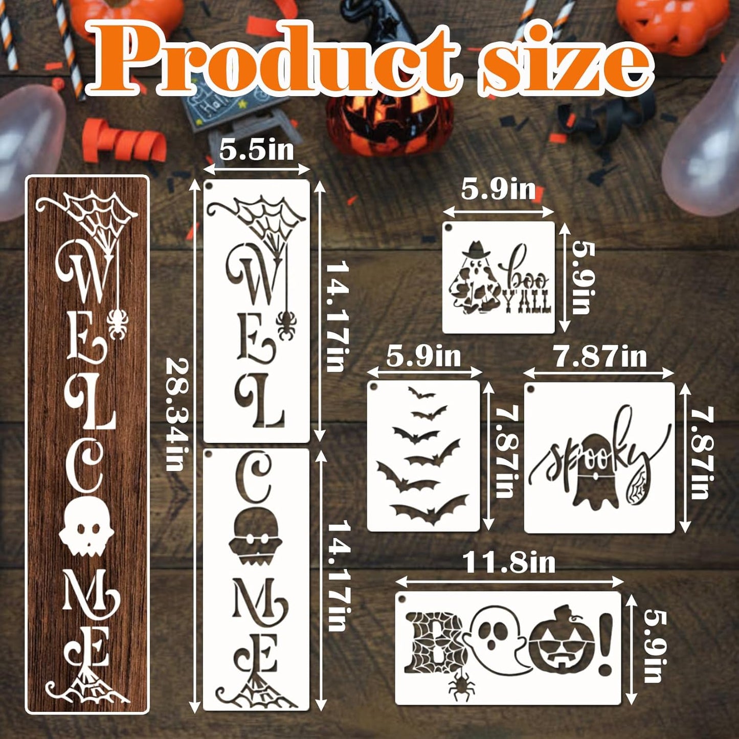 Halloween Stencils for Painting on Wood Door Sign Reusable Large Holiday Stencil for Crafts Canvas Wall Shirts Cookie Drawing Paint Decorating (Halloween Sign)