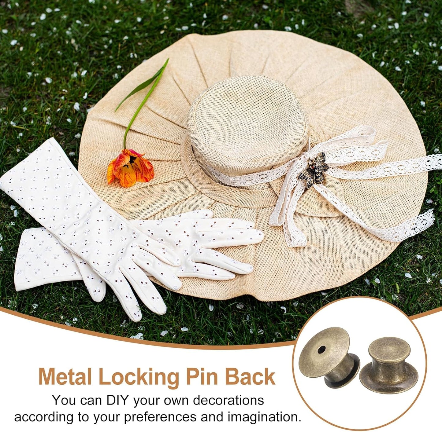 uxcell 40Pcs Metal Locking Pin Backs, Pin Keepers Locking Clasp Flat Head Clamp Needle Back Lock for DIY Brooch Crafts Badges Enamel Lapel, Bronze