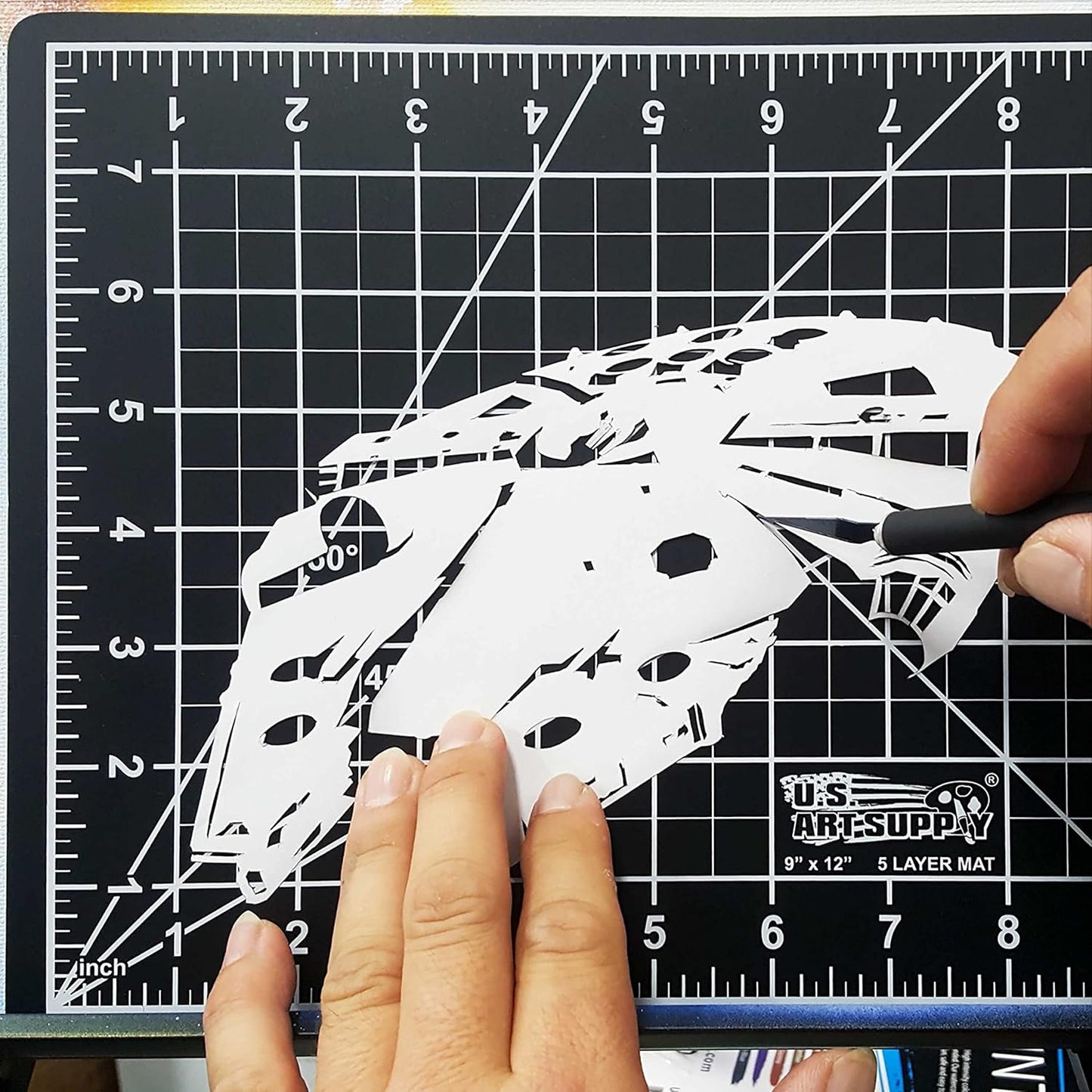 U.S. Art Supply 18" x 24" Self-Healing Cutting Mat 5-Ply (2 Pack) - Double-Sided White/Blue Craft Mat, Non-Slip Cutting Mats for Crafts, Sewing, Quilting, Scrapbooking