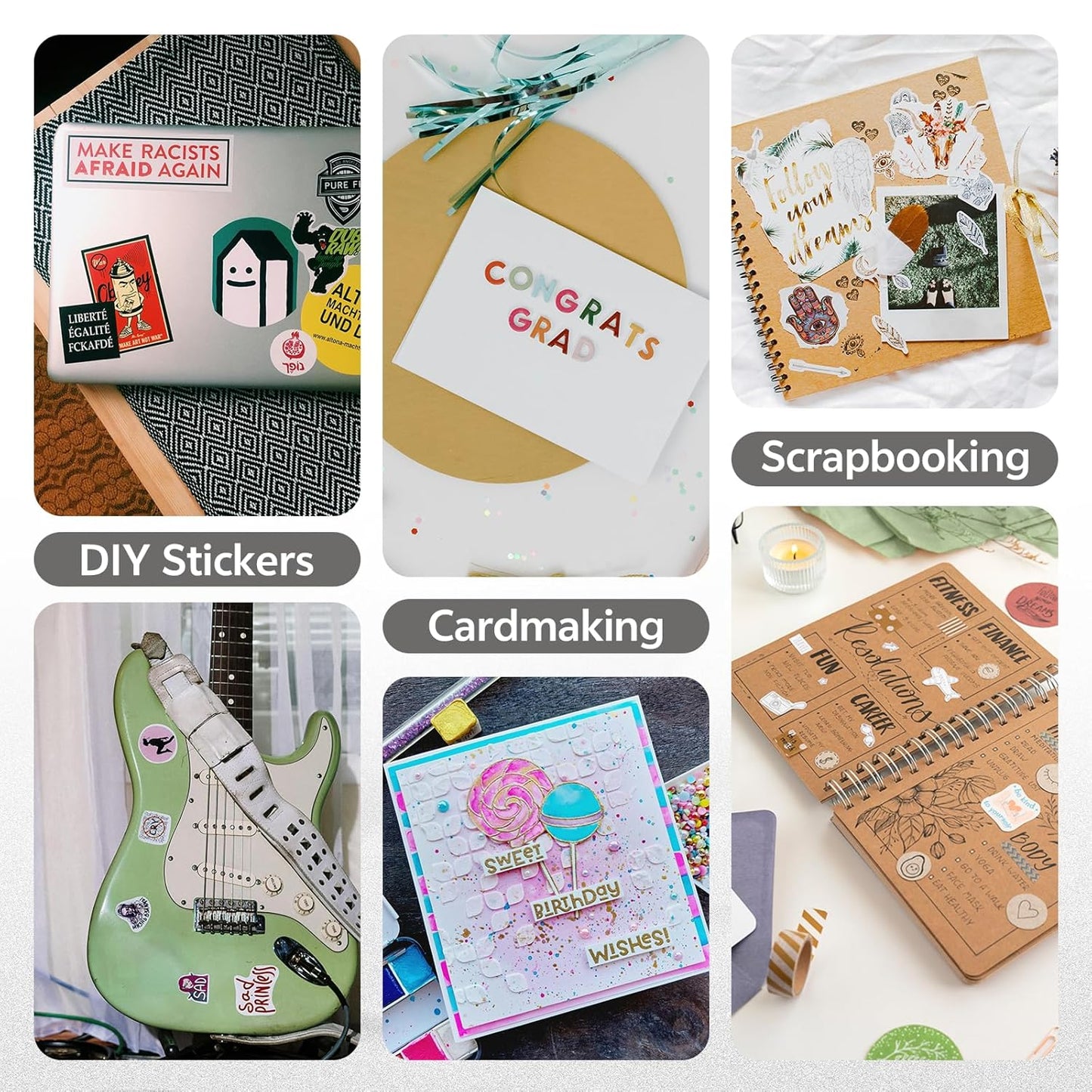 12x12 Inch Colored Sticker Paper Sheets Heavyweight Printable Sticky Back Cardstock 250GSM for DIY Stickers, Printers 40 Sheets