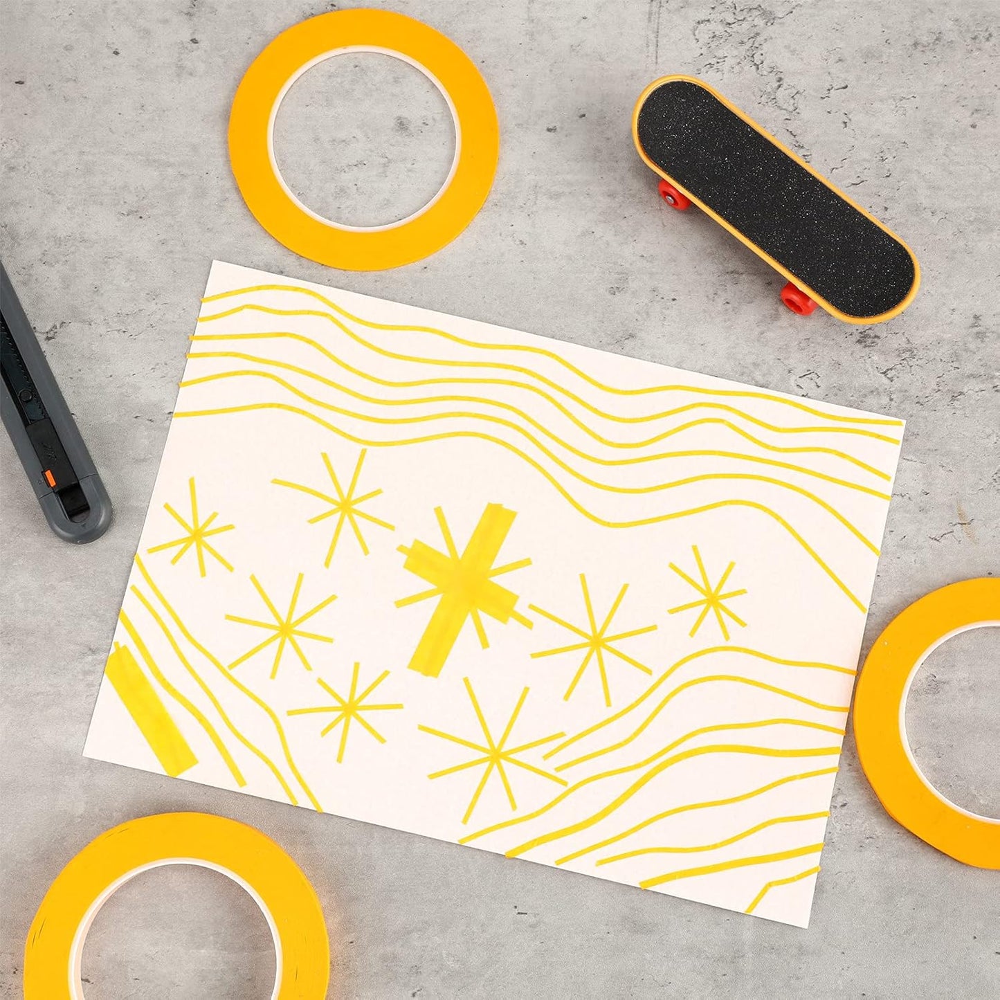 Epakh 4 Rolls Pinstripe Tape, Masking Tape in 1/16, 1/8, 1/4 and 1/2 Inch Wide, for Painters Automotive DIY Car Auto Paint Art(Yellow,52 yd)