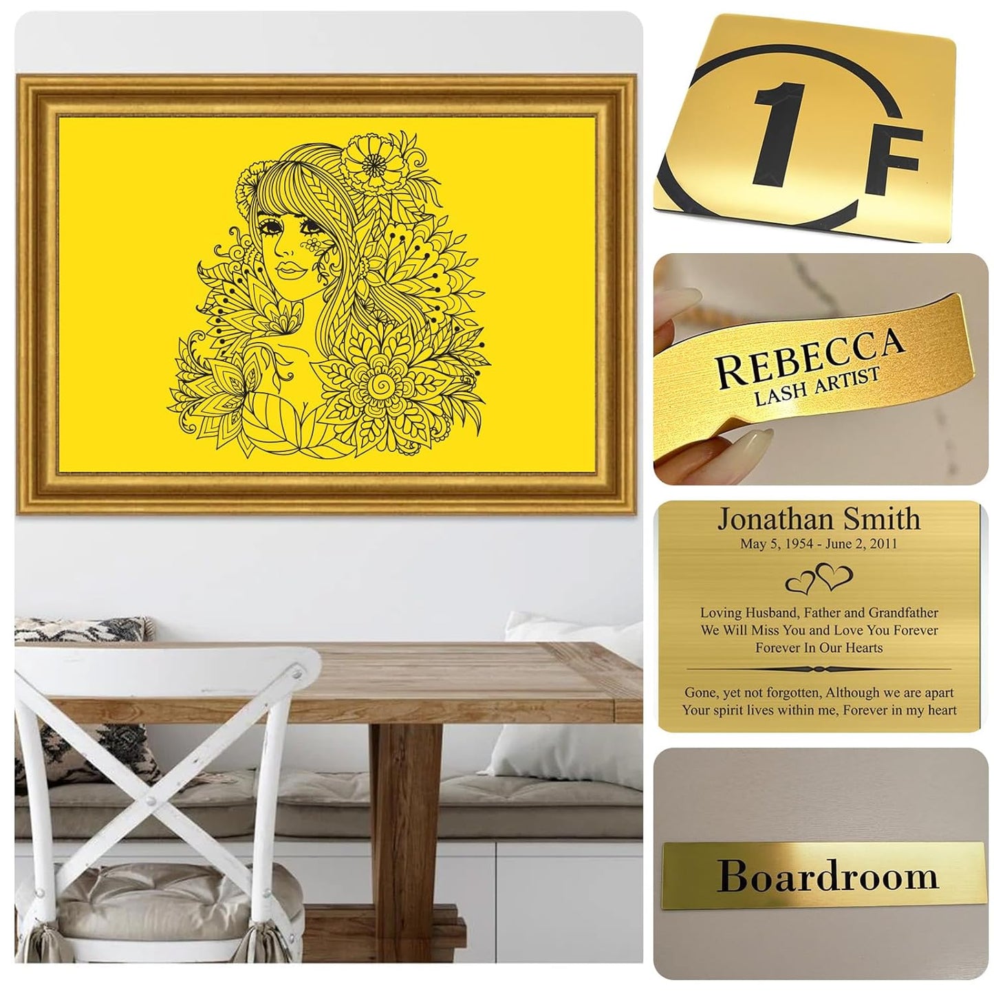 5PCS Laser Engraving Double Color ABS Plastic Sheet,Two-Tone Laserable Engraving Plastic Sheets for Name Badge,Office Label,Laser Artistic Product,Size 11.73" x 11.73",Brushed Golden/Black