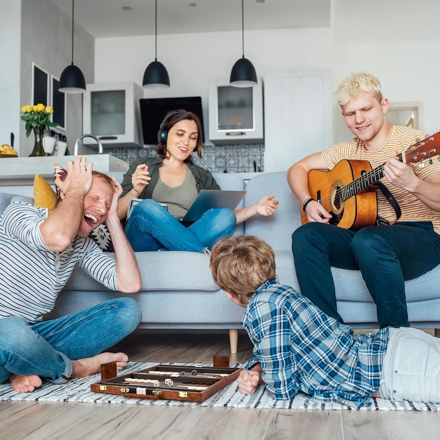 ropoda Backgammon Board Game Set (15 Inches) for Adults and Kids - Classic Board Strategy Game - Portable and Travel Backgammon Set with Premium Leather Case - Best Strategy & Tip Guide