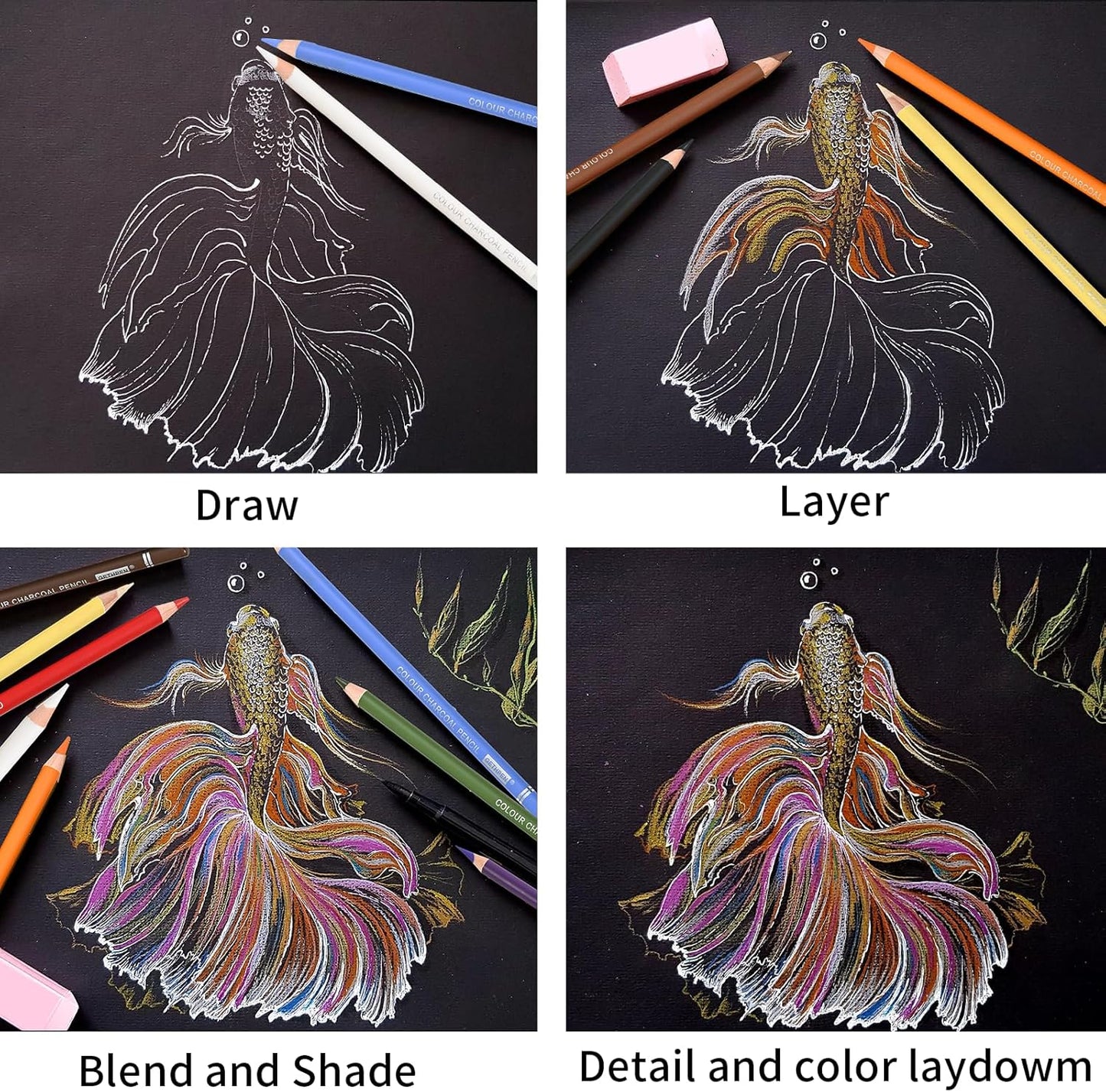 24-Color Charcoal Pencil Set – Skin Tones & Pastel Chalk Pastel Chalk Colored Pencils for Sketching, Shading & Portrait Art – Professional & Beginner Artist Kit