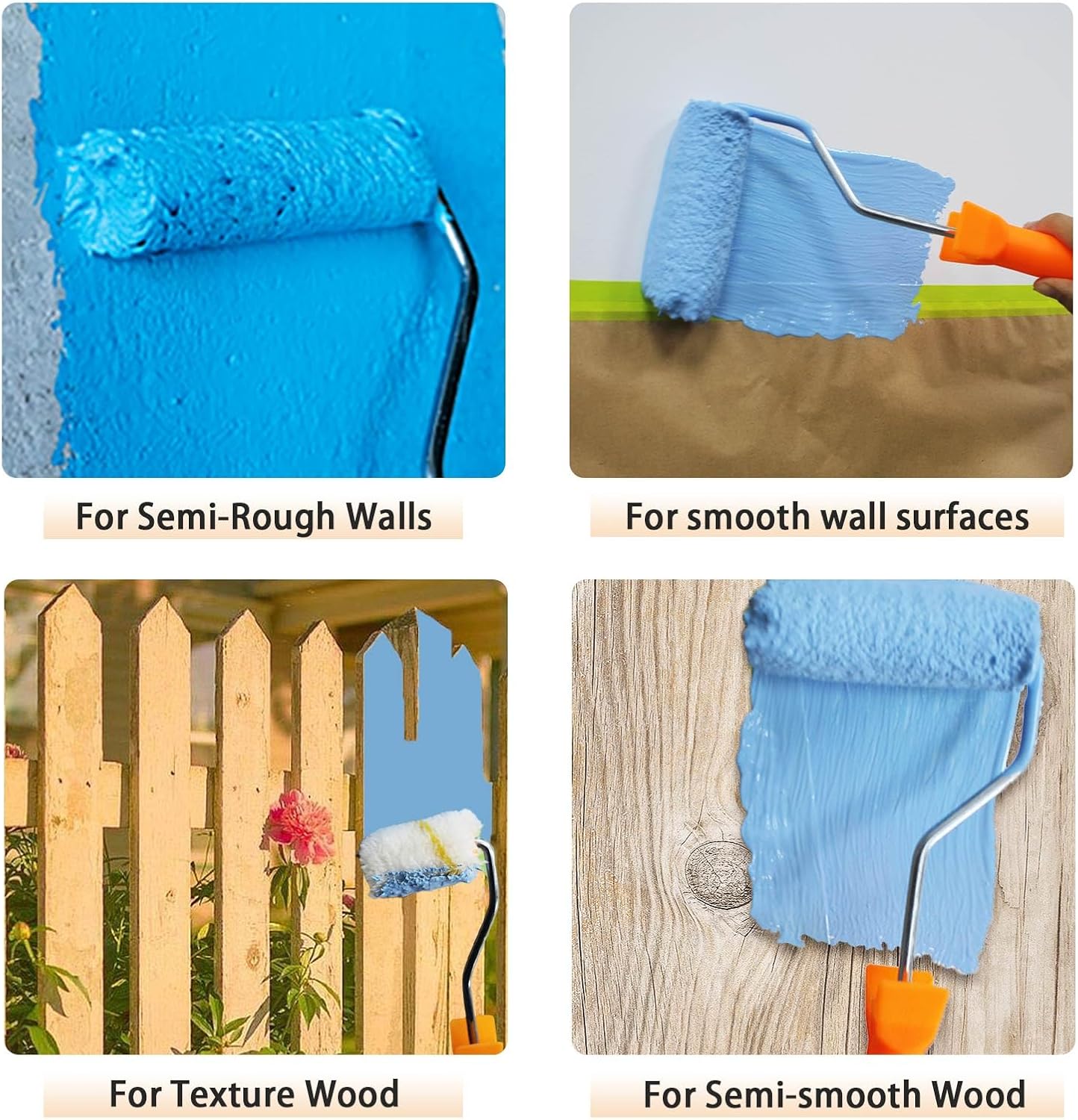 15 Pcs Paint Roller Cover with 2 Frame Set, 6 inch Microfiber Roller Covers, Washable Covers for Roller Frame, House Painting Supplies, Naps for Paint Roller Brush for Painting Walls Ceilings