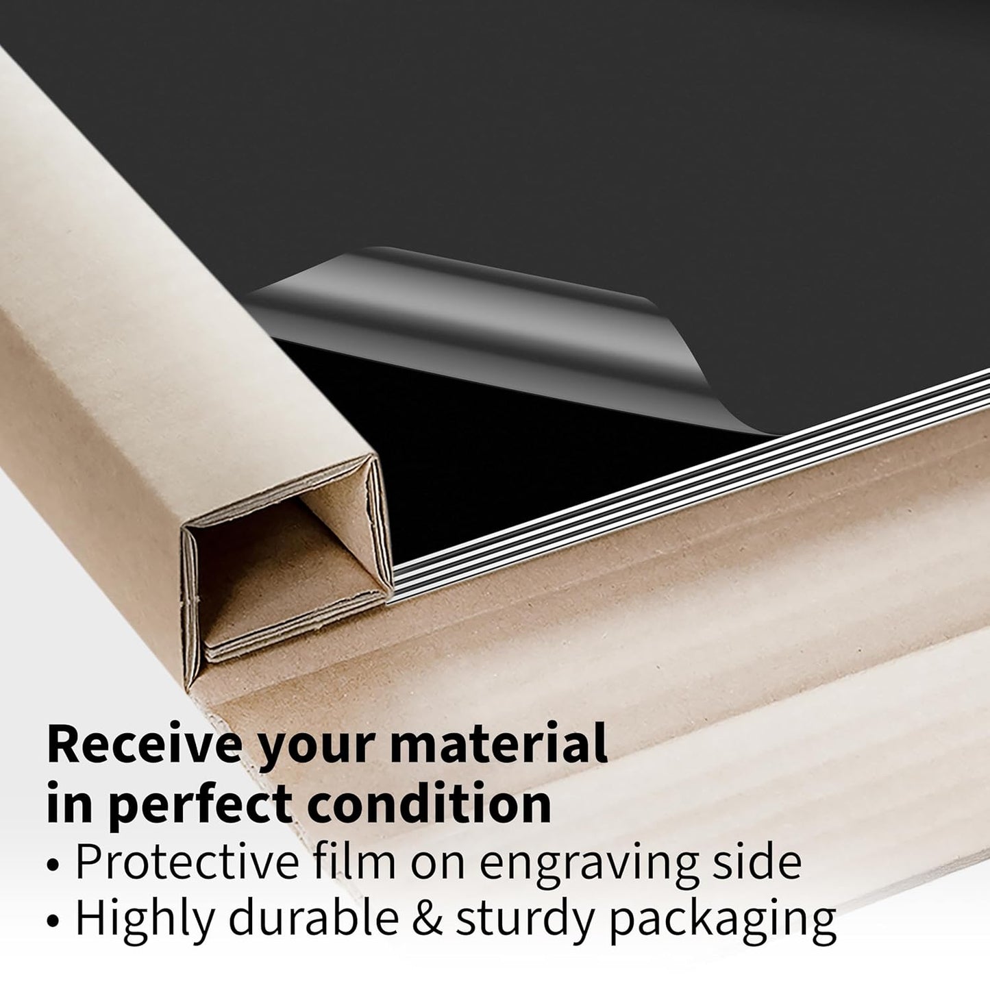 Trotec TroLase | 12"x20"x1/16", 4 Pcs | Black/White/Black | 3 Ply | Modified Acrylic | Laser Engraving Double Color Plastic Sheet | Engraving Blanks for Laser, Saw, Guillotine | Made in USA