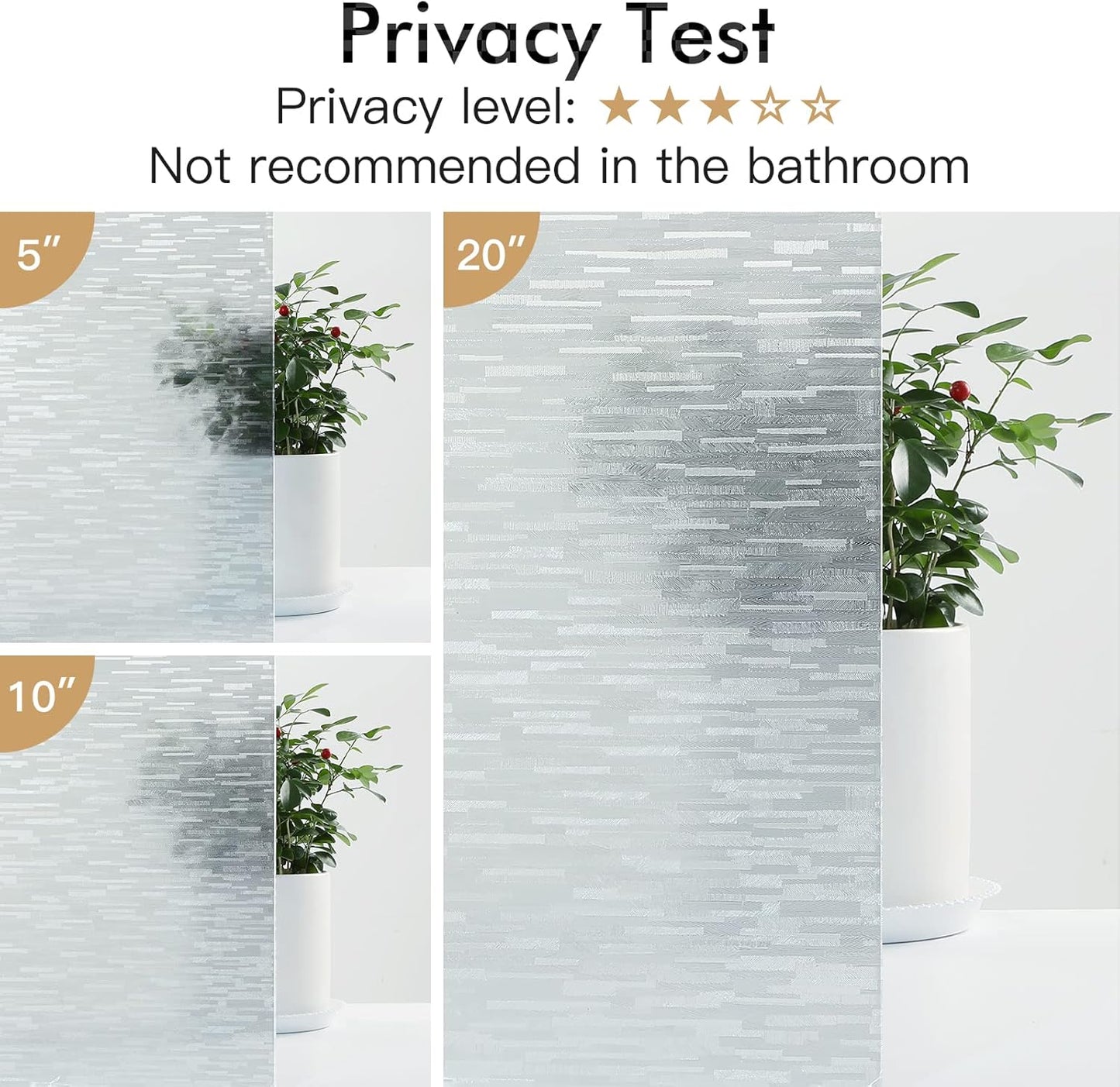 Haton Window Privacy Film, Frosted Glass Static Cling Sun Heat Blocking Window Clings, Frosting Opaque Coverings, Vinyl Removable Stickers Tint for Home Door Office, Non Adhesive 17.5" x 118.1"