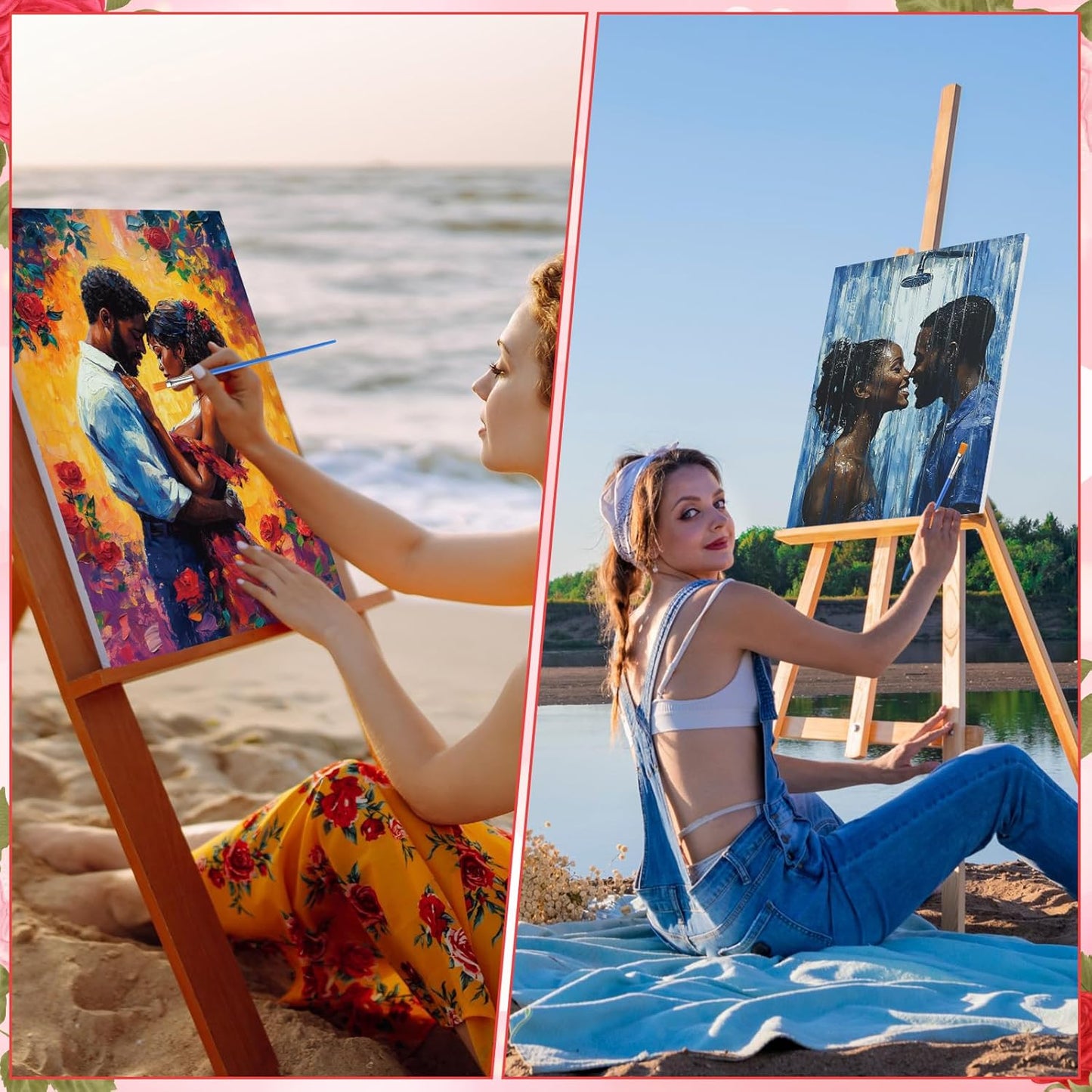 Zhanmai 12 Pack Pre Drawn Canvas for Painting Sip and Paint Kit 8" x 10" Paint Party Set Canvas Painting Pre Printed Canvases for Party Favor DIY Virtual Adult's Date Night(Sexy Couples)