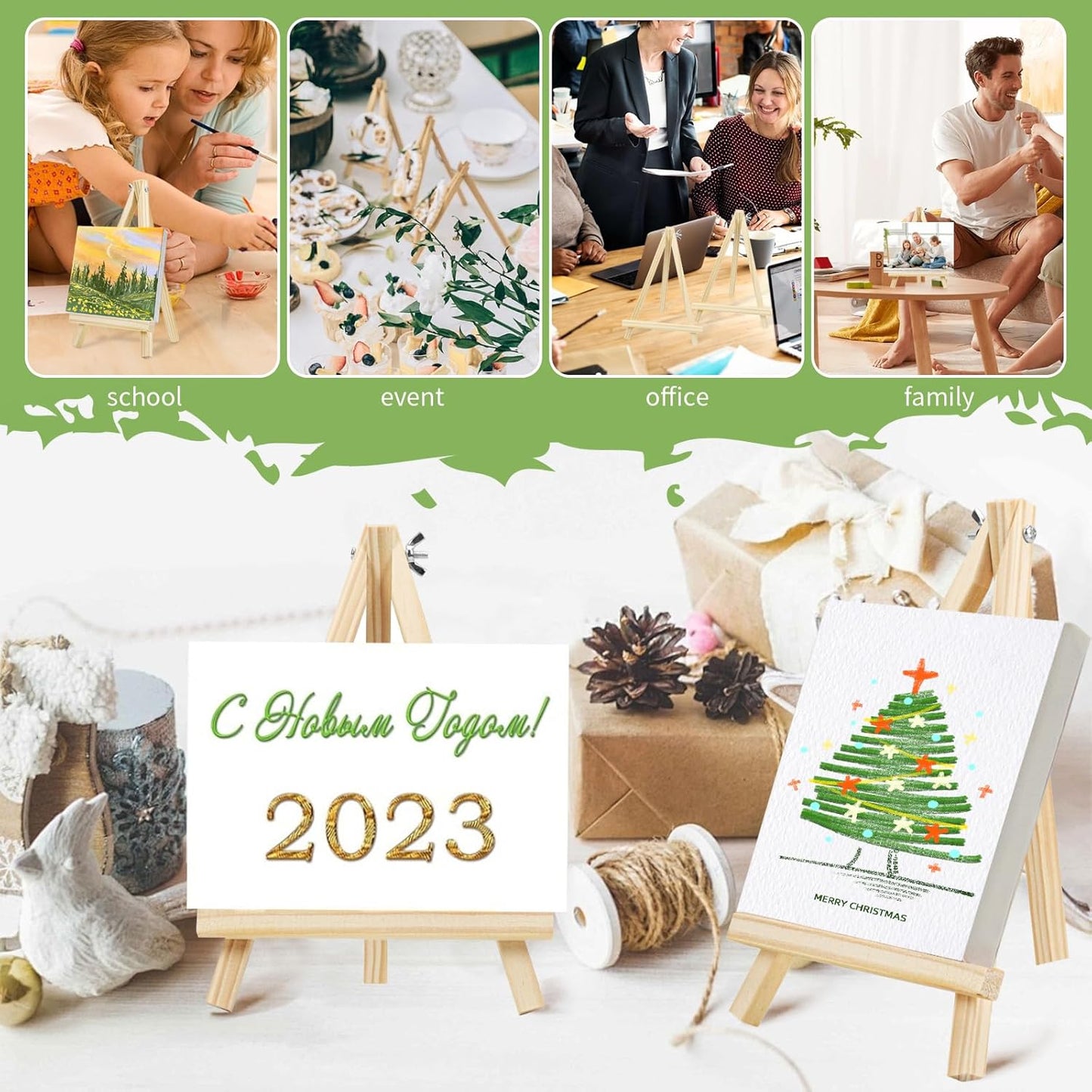 TKOnline 5PCS 9 Inch Wood Easels, Easel Stand for Painting, Art Craft Painting Party Easel, Tabletop Easels, Tripod, Canvas Photo Picture Sign Holder