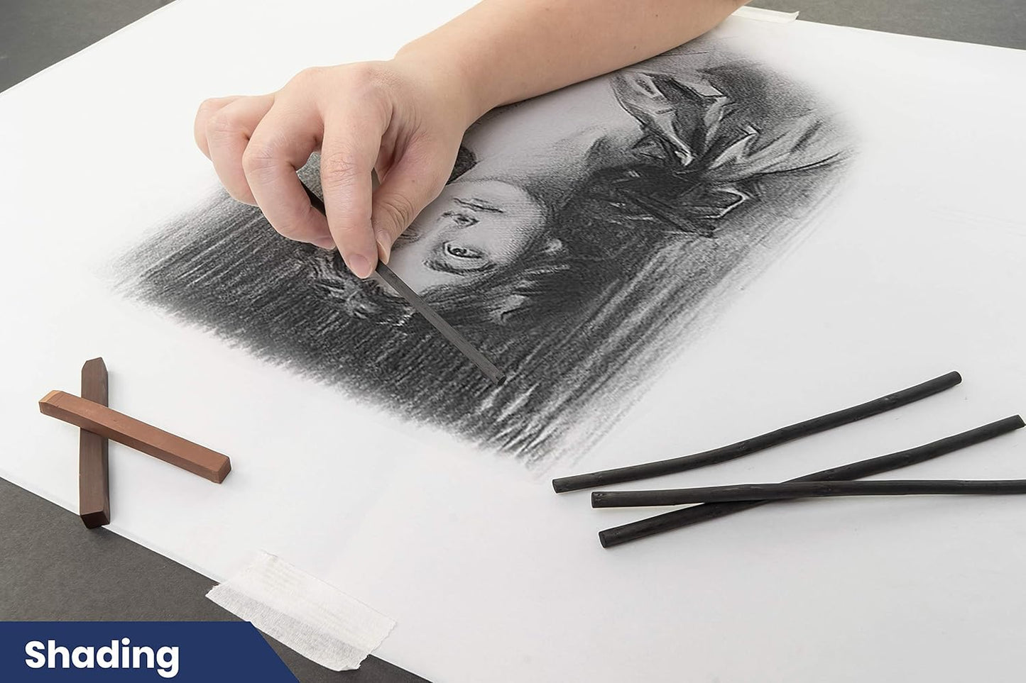 Pacific Arc Artist Vine Charcoal, Hard, Black 12 Pieces, Artist Vine Charcoal Sticks, Hard and Smooth Drawing Charcoal