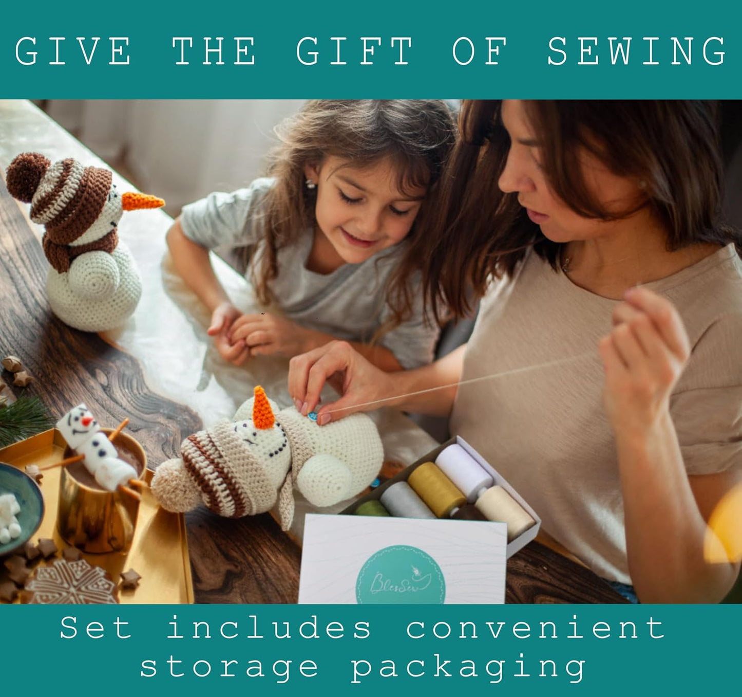 BlesSew Sewing Threads - 10 Large Spools of Polyester Thread for Hand, Quilting & Sewing Machine - Christmas and Festive Shades Colors - 1000 Yards Per Spool