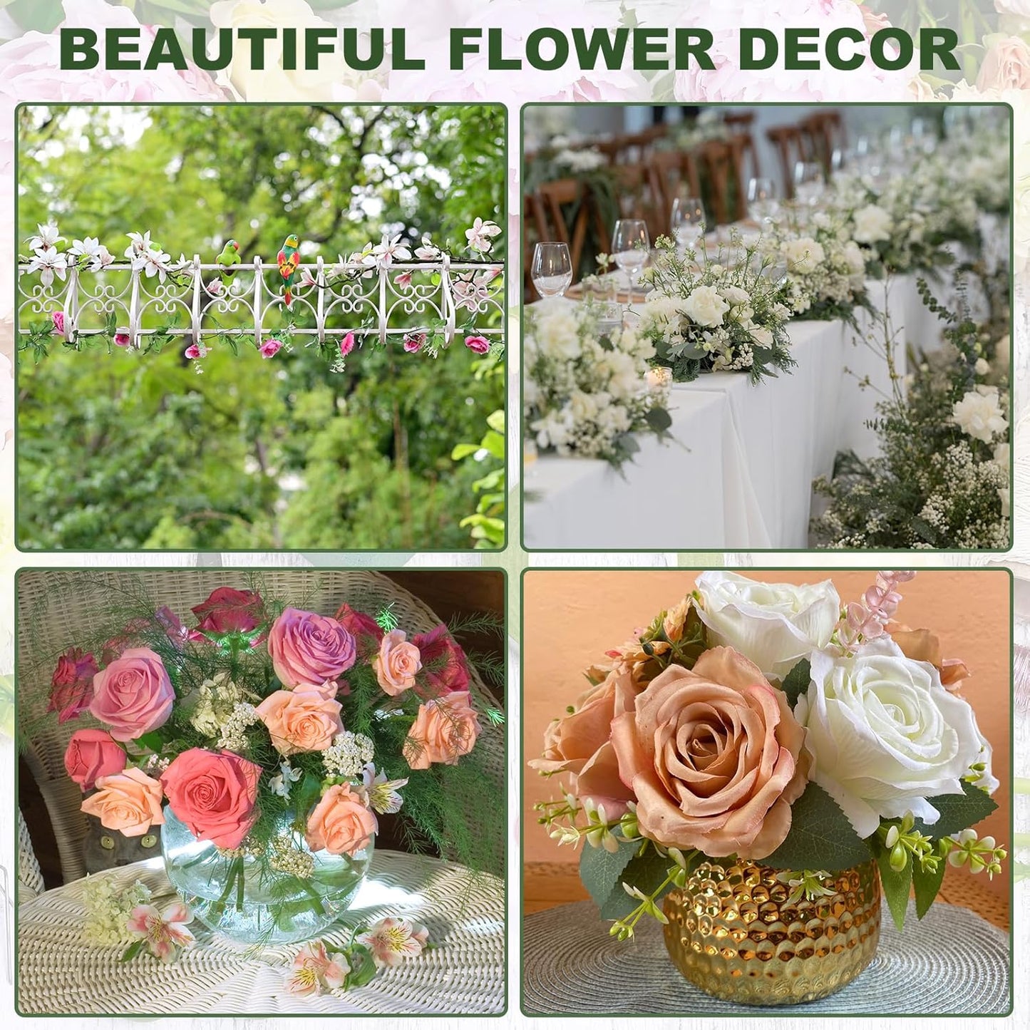 PATIKIL 32 Inch 22 Gauge Floral Stem Wire, 4 Pack/160 Pieces Bouquet Stem Paper Wrapped for DIY Crafts Flower Arrangements, Coffee