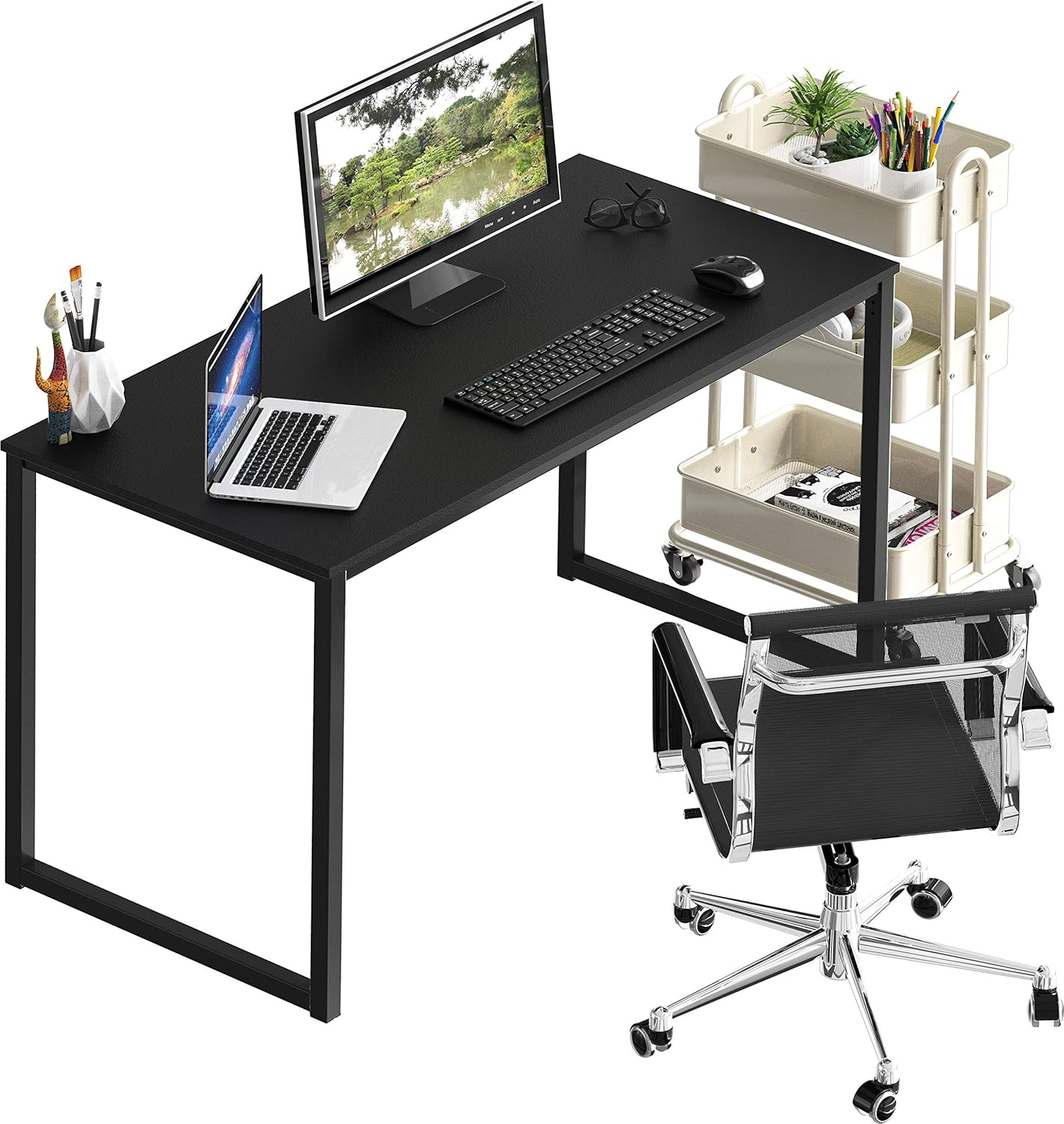 SHW Mission 40-Inch Home Office Computer Desk, Black