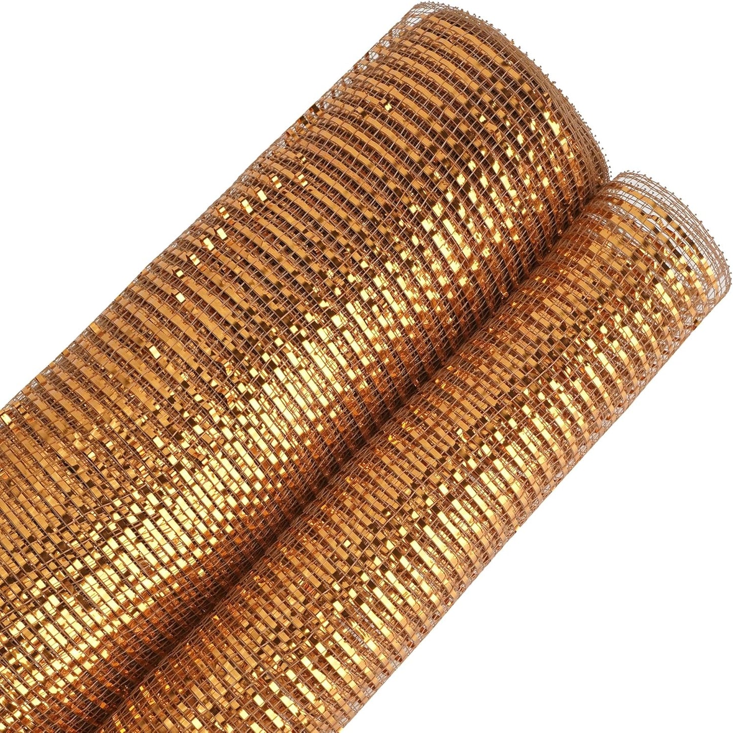 MEEDEE Deco Mesh Copper Brown Mesh Ribbon 10 Inch Deluxe Wide Foil Metallic Mesh Fall Deco Mesh Harvest Mesh Ribbon for Wreaths, Garland, Christmas Tree, Gift Wrapping, Bows Making (30 Feet)