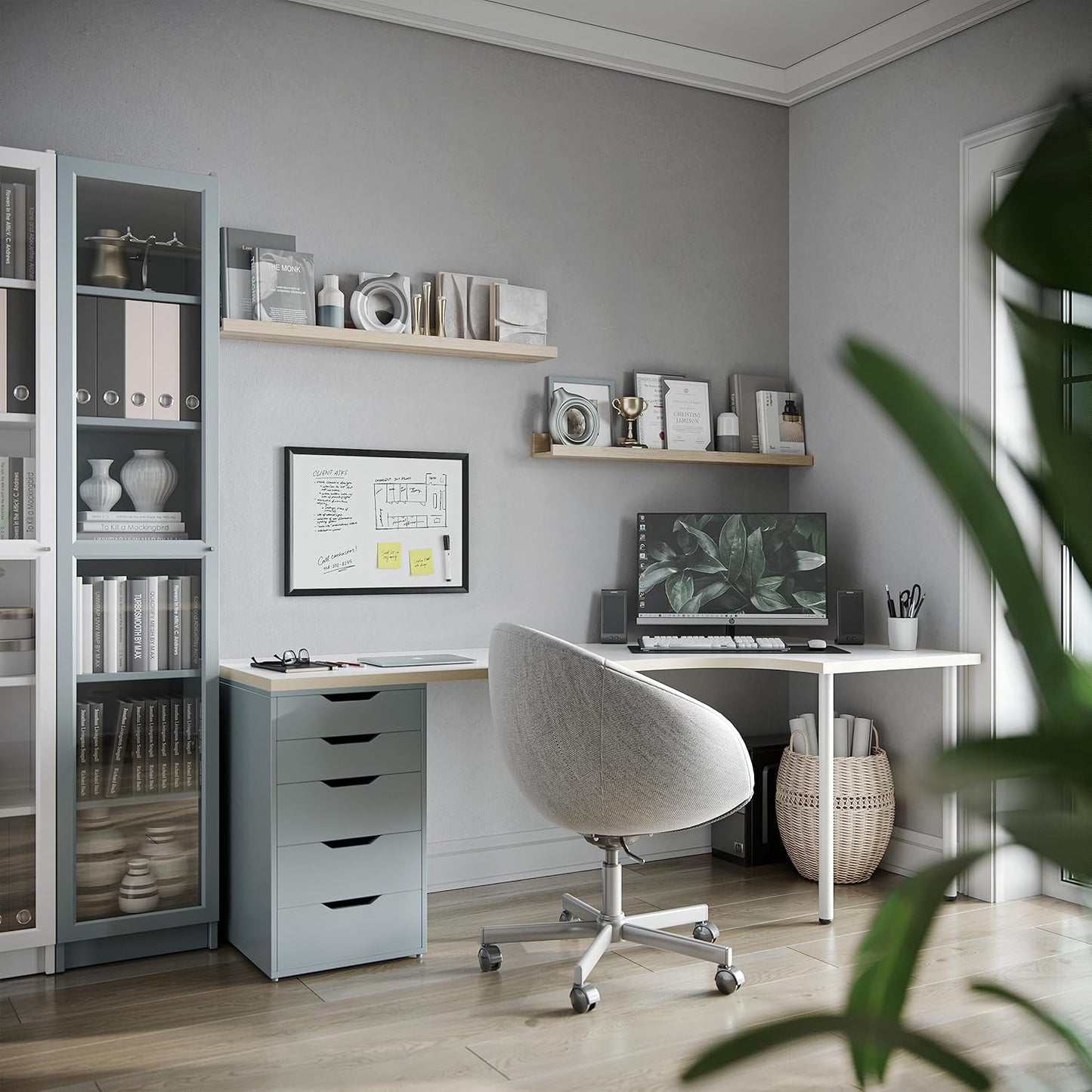 U Brands Magnetic Dry Erase Board White Board, 24" x 18" Inches, Black Wood Frame (307U00-01)