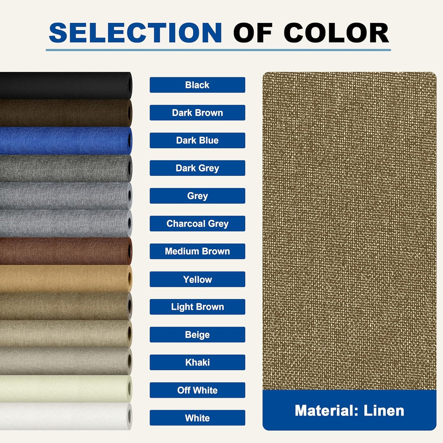 KING MOUNTAIN Linen Repair Patches, Self-Adhesive Linen Fabric Patches, 4 X 63 inch Extra Size, Multi Color, Can be Used for Linen Sofa Repair and Linen Clothes Repair (Brown)