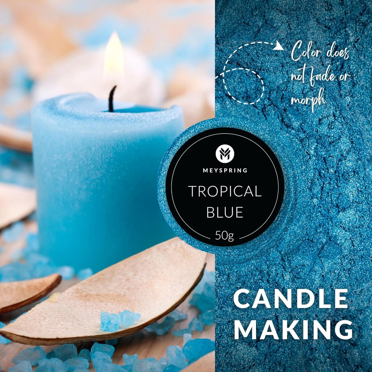 MEYSPRING Tropical Blue Epoxy Resin Color Pigment - 50 Grams - Great for Resin Art, Epoxy Resin, and UV Resin- Mica Powder for Epoxy Resin