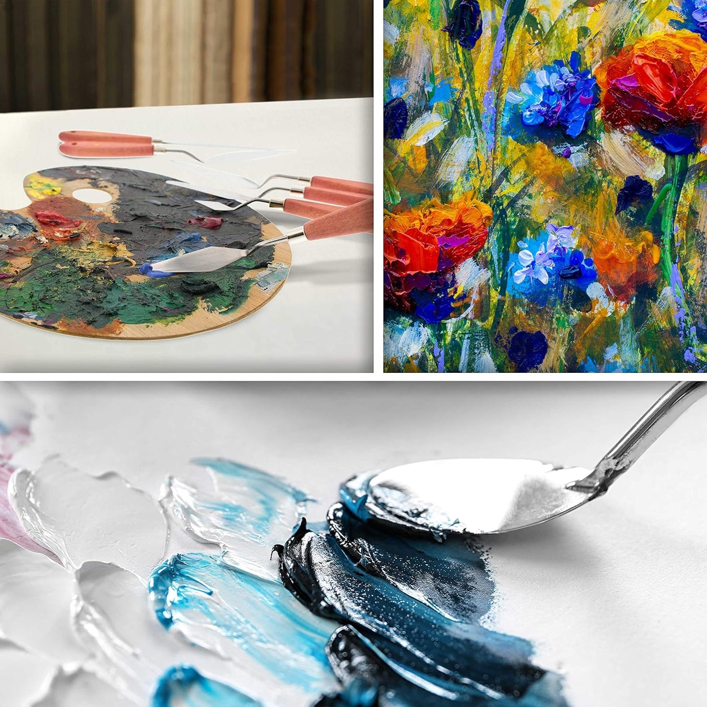 U.S. Art Supply 18-Piece Stainless Steel Palette Knife Set for Acrylic Painting - Wood Handle Paint Spatula Tools for Oil, Canvas Art - Painting Knives for Mixing, Texturing - Pallet Knives for Art