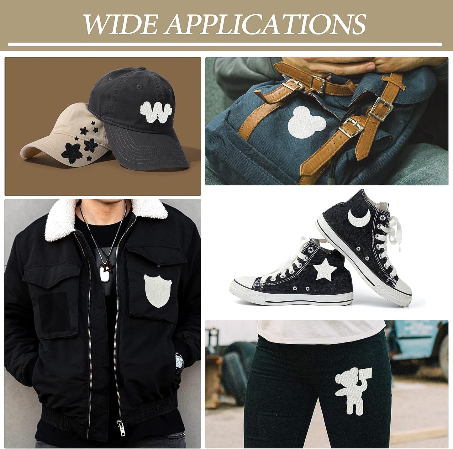 KING MOUNTAIN Iron-on Repair Patch 20 Pcs Pack,100% Cotton Iron-on Repair Patch,3" x4-1/4 with Back Glue Fabric Repair Kit,Repair Denim, Clothes and Fabric (White1.0