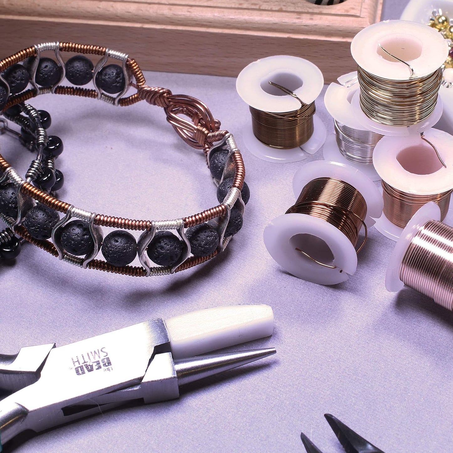 The Beadsmith Craft Wire Assortment - Tarnish-Resistant Copper Wire for Jewelry Making, 6-Pack, 0.75-Inch Mini Spools, 2 Yd Each, 18-Gauge, Assorted Colors, Medium Temper